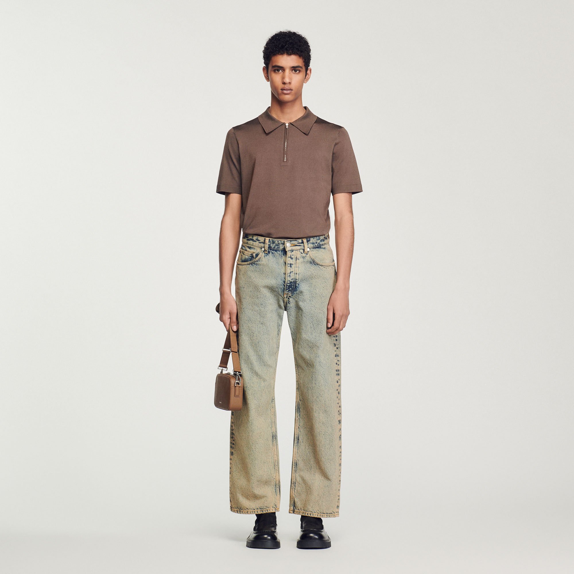 Polo in maglia con colletto con zip