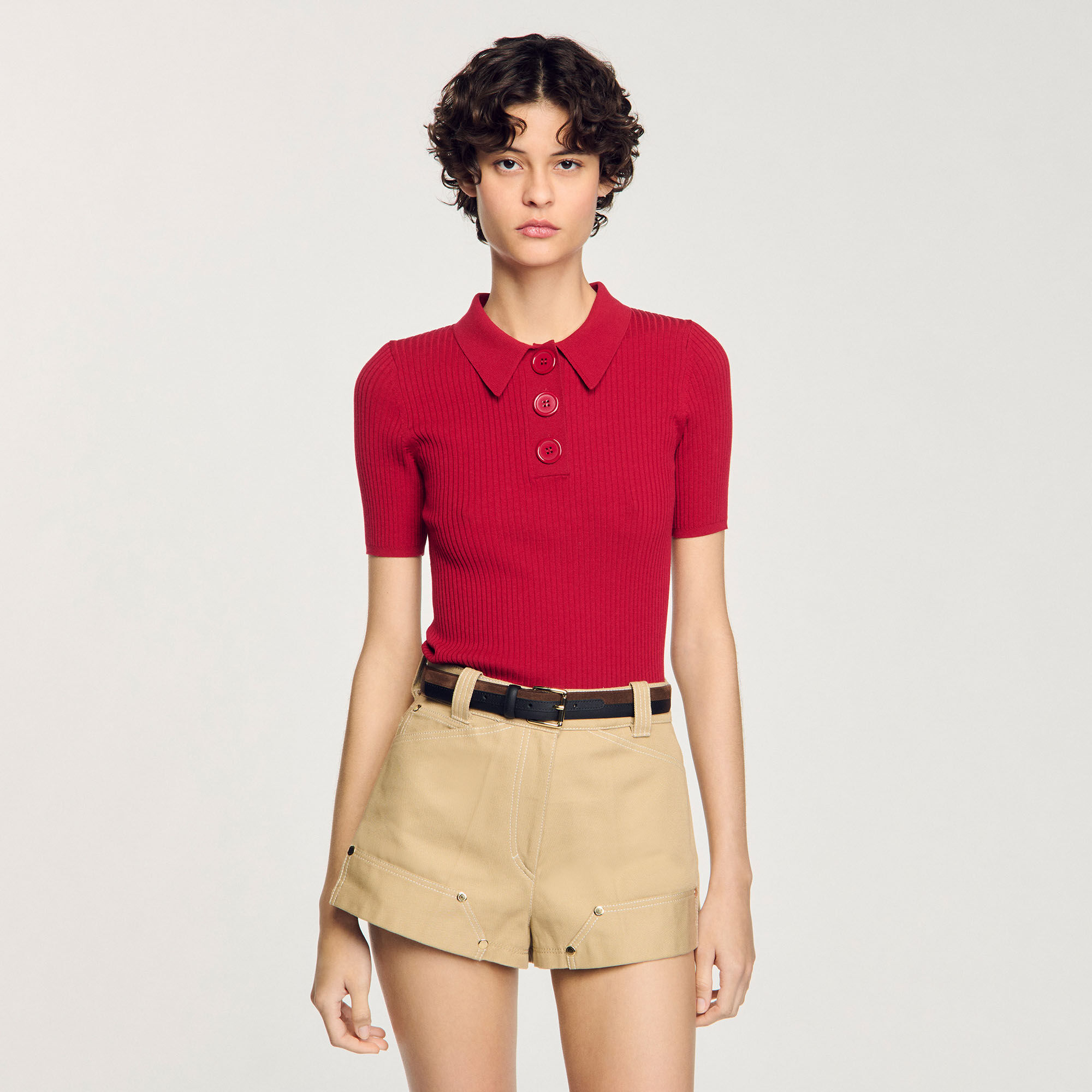 Polo in maglia a coste