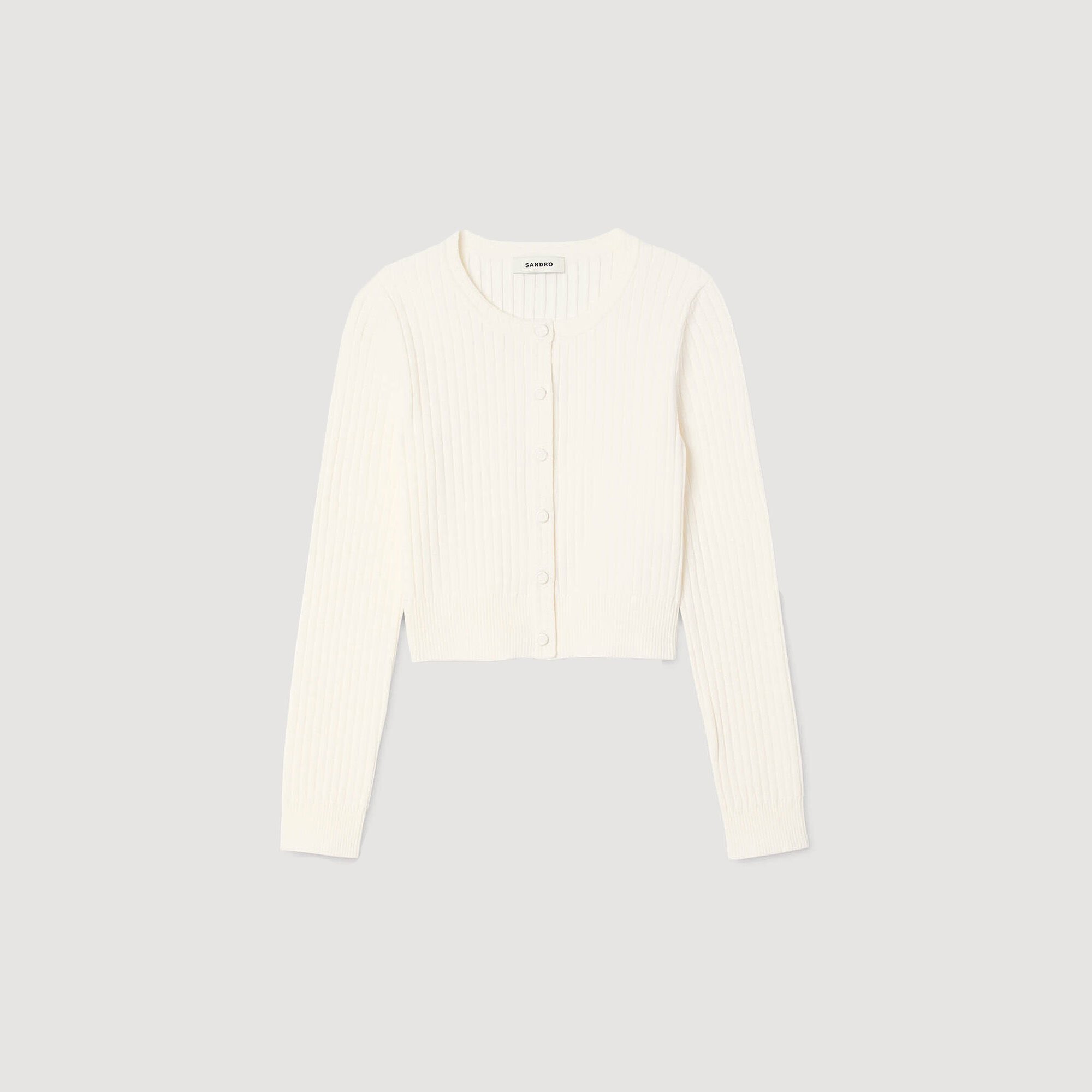 Cardigan corto in maglia a coste