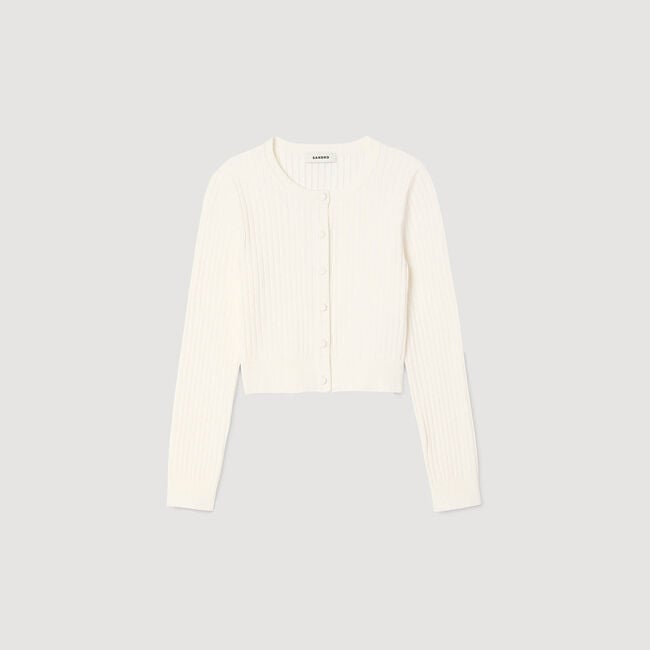 Cardigan corto in maglia a coste