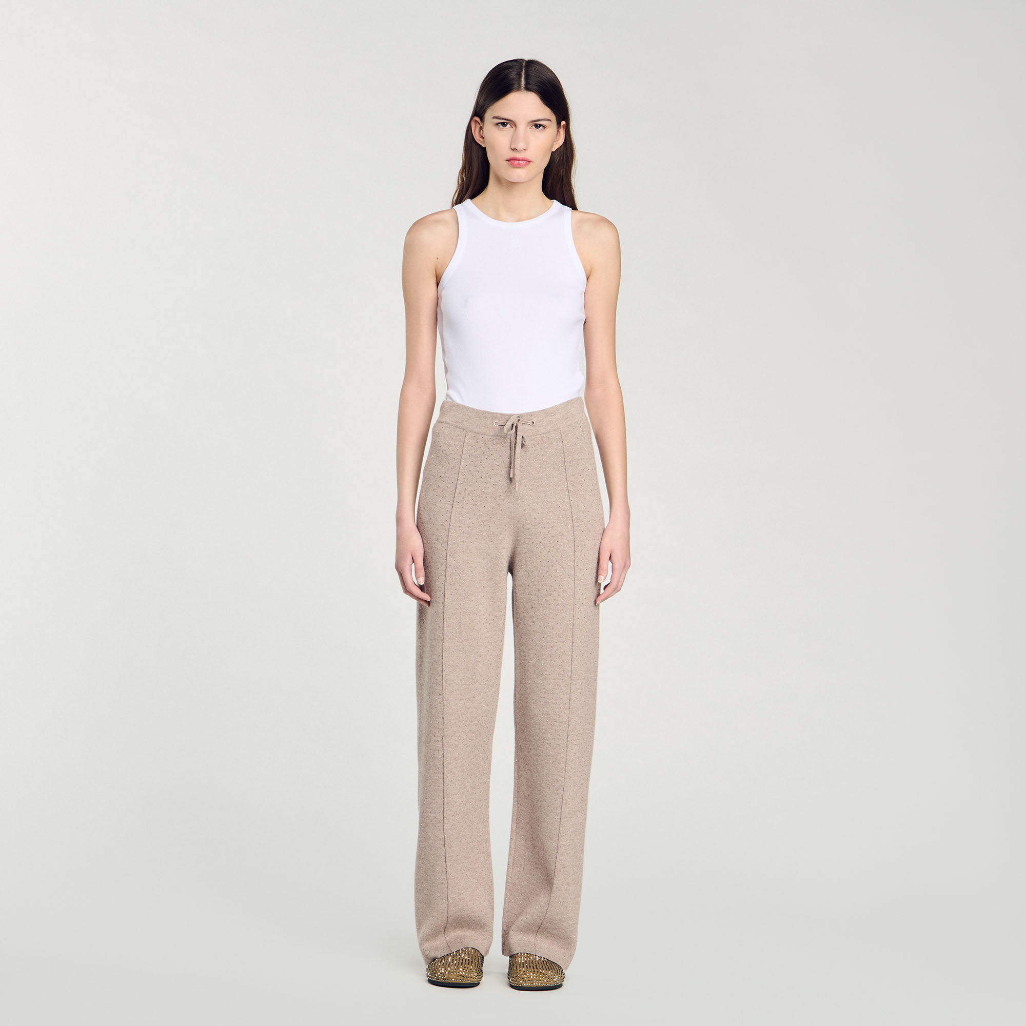 Pantaloni glitterati in maglia