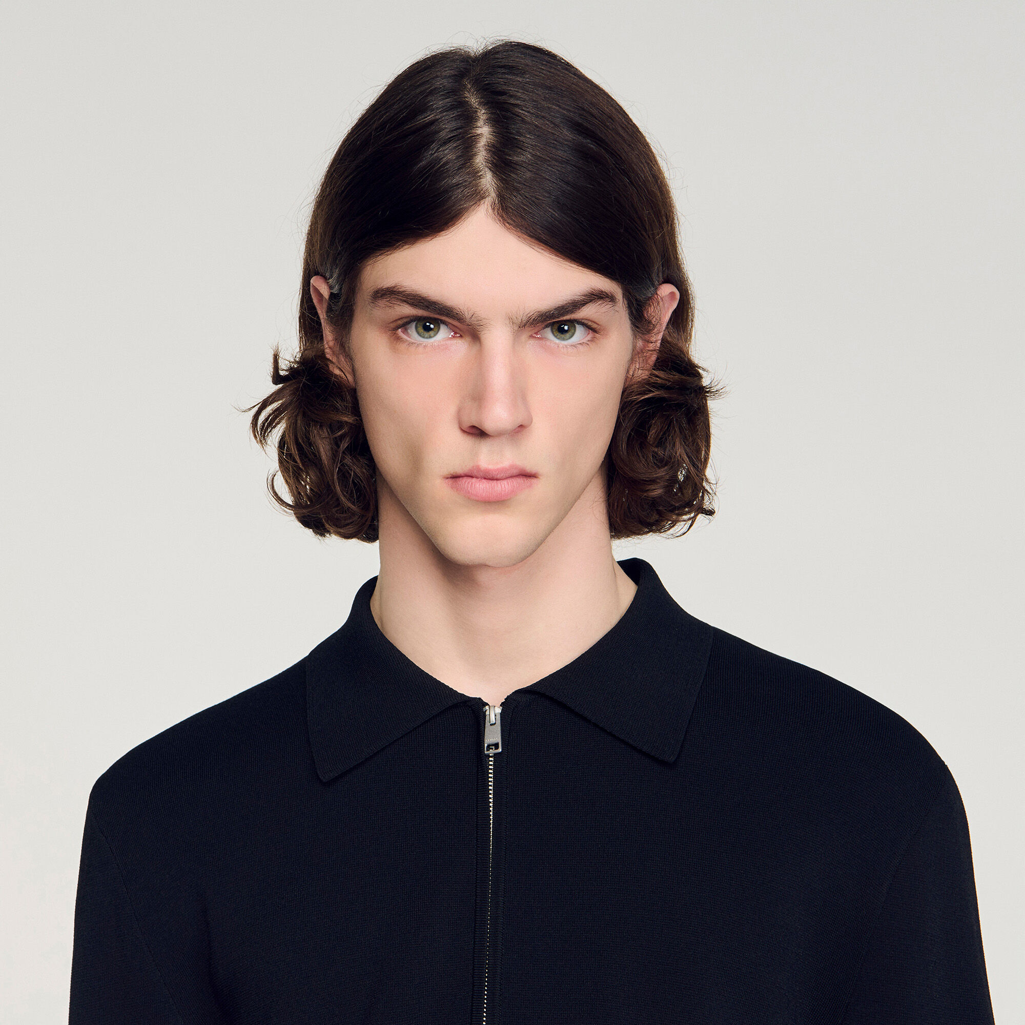 Cardigan zippato in maglia viscosa