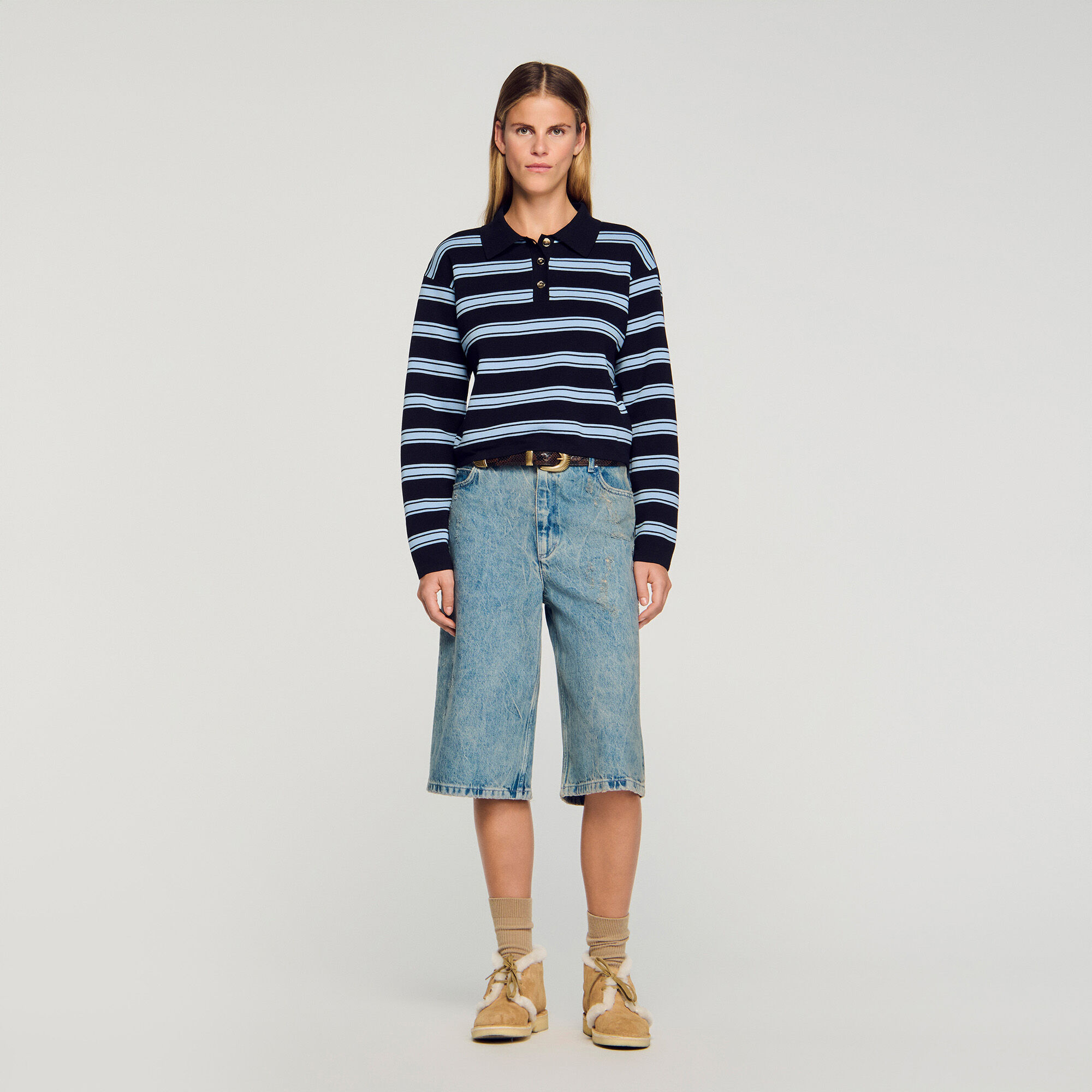 Maglione polo a righe