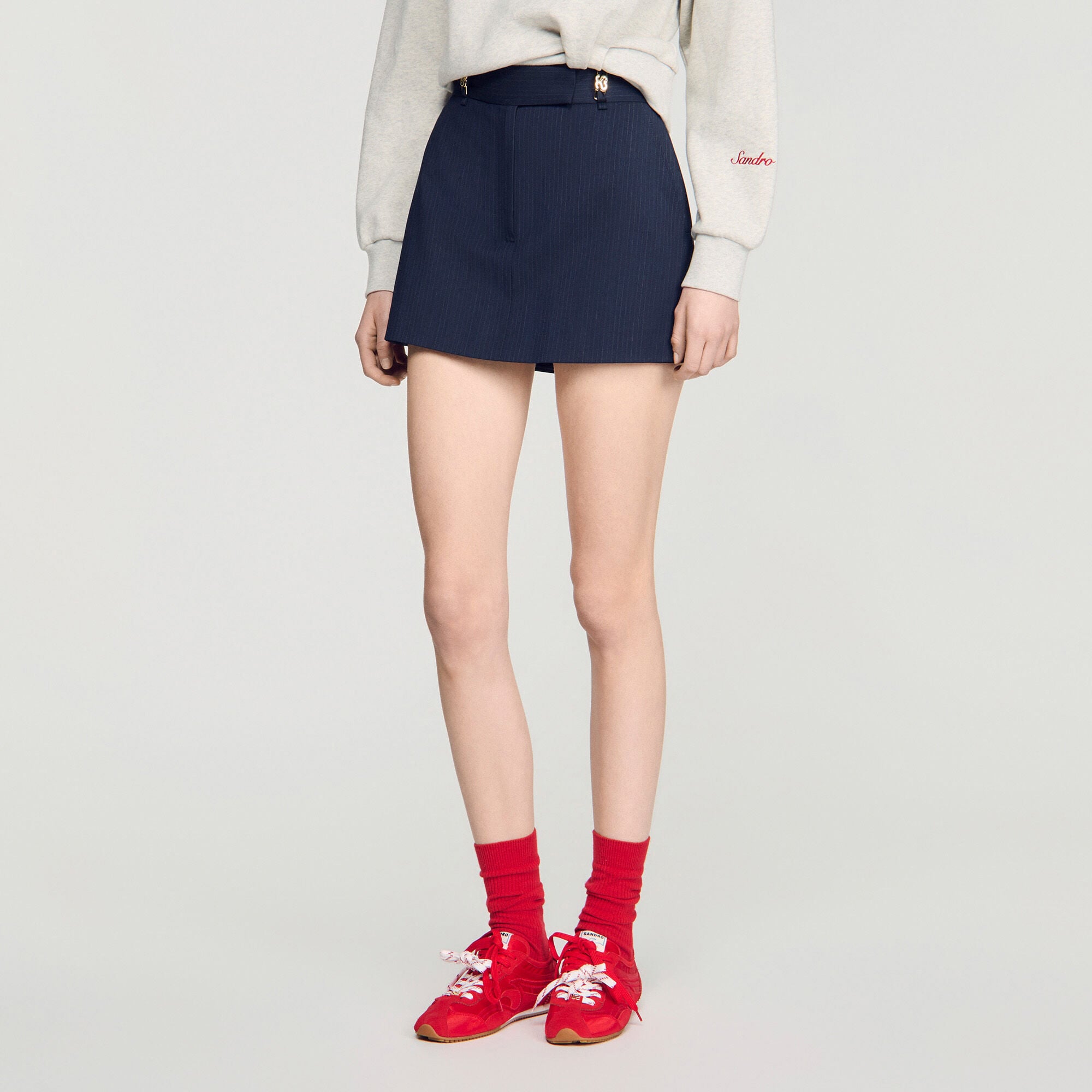 Skorts a righe in lana
