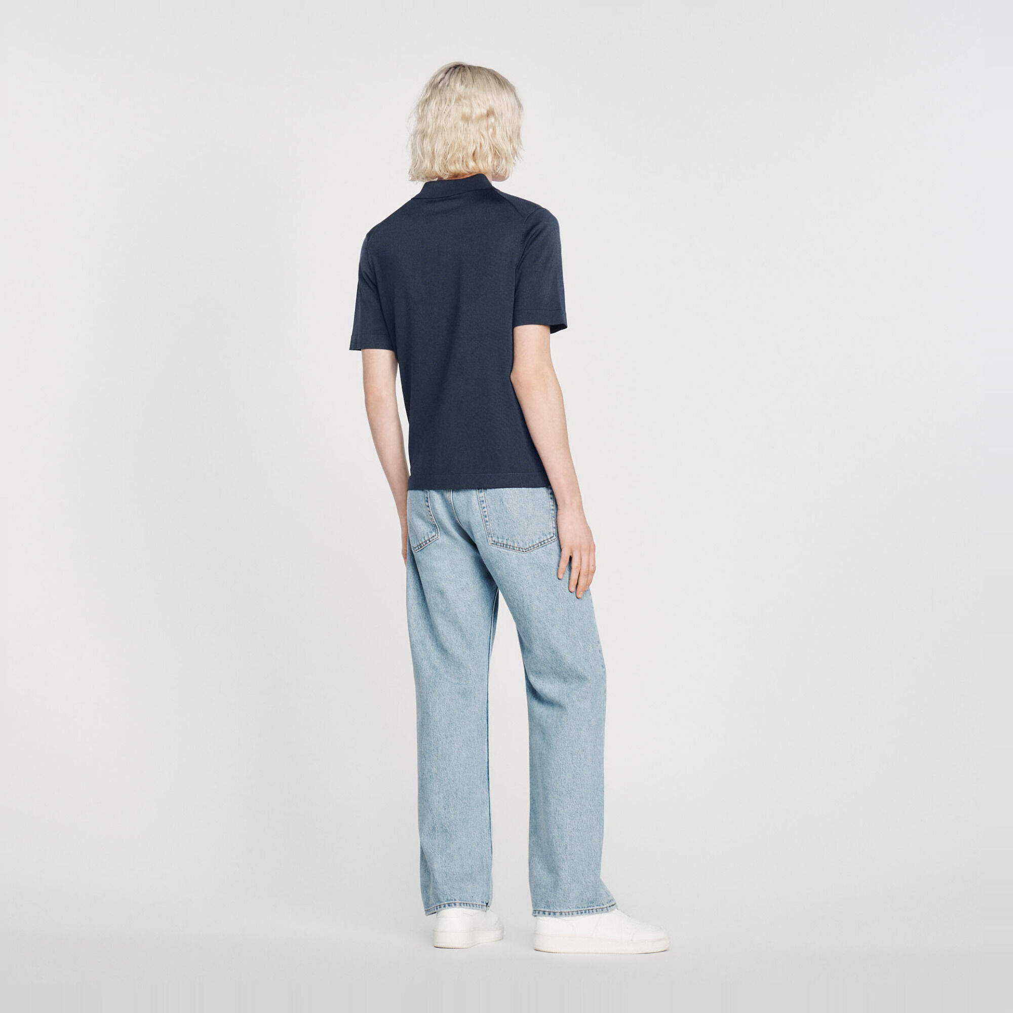 Polo in maglia con colletto con zip