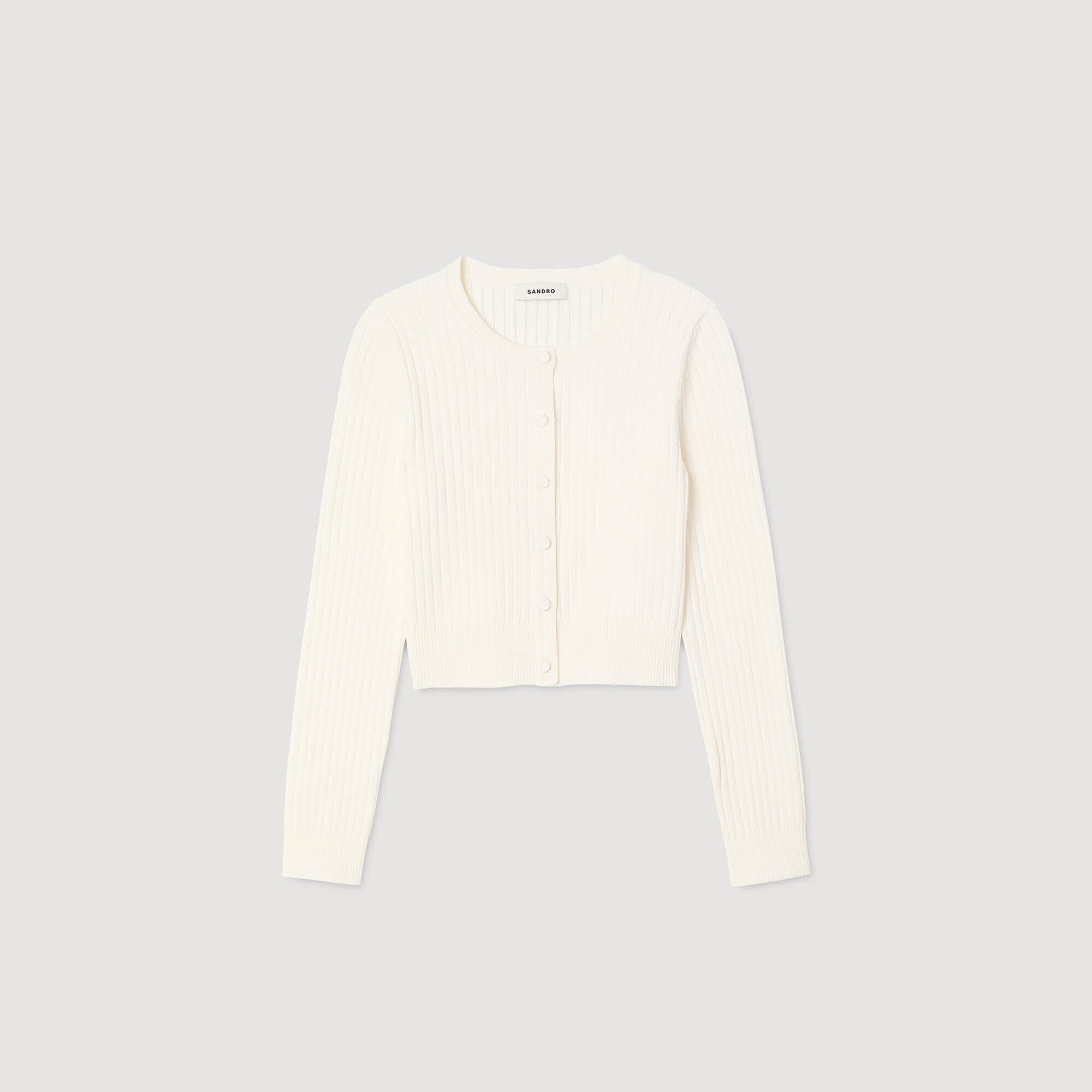 Cardigan corto in maglia a coste