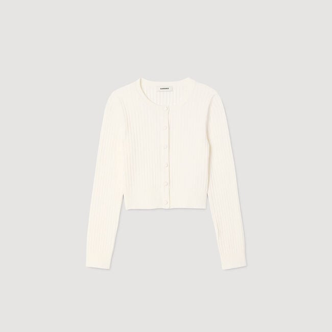 Cardigan corto in maglia a coste