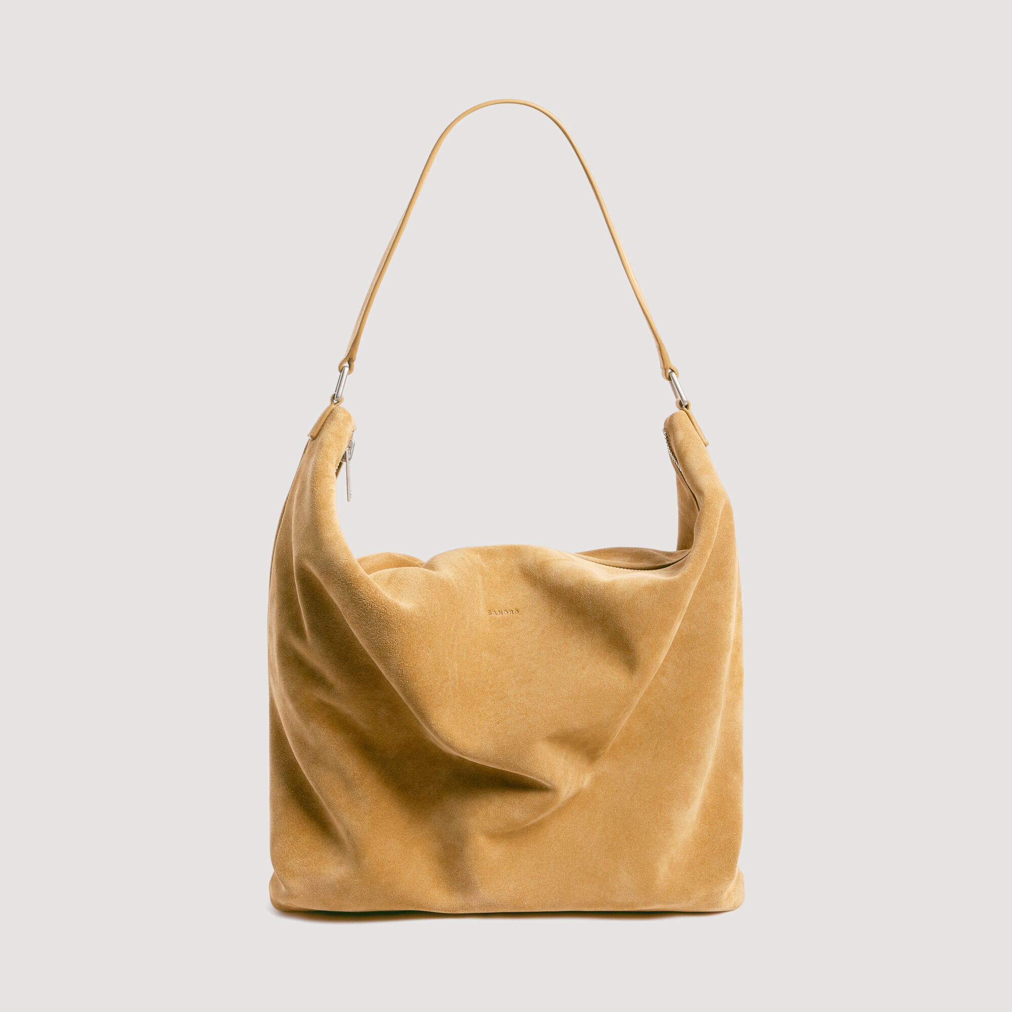 Hobo bag in crosta con zip
