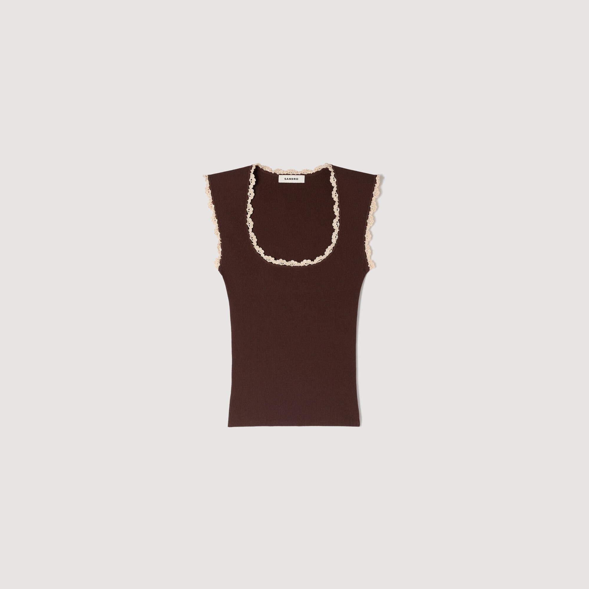 Top in maglia con dettagli crochet