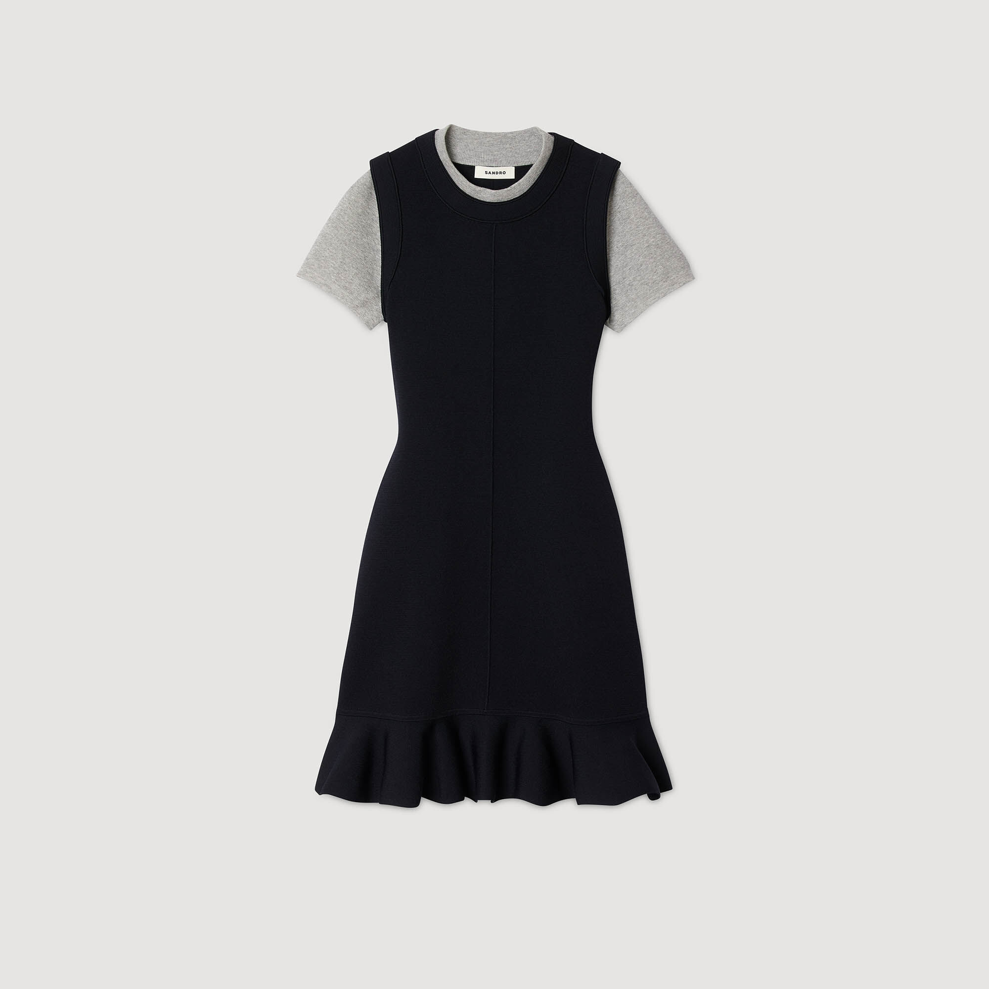 Abito corto in maglia 2 in 1