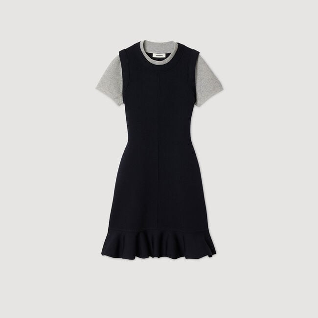 Abito corto in maglia 2 in 1