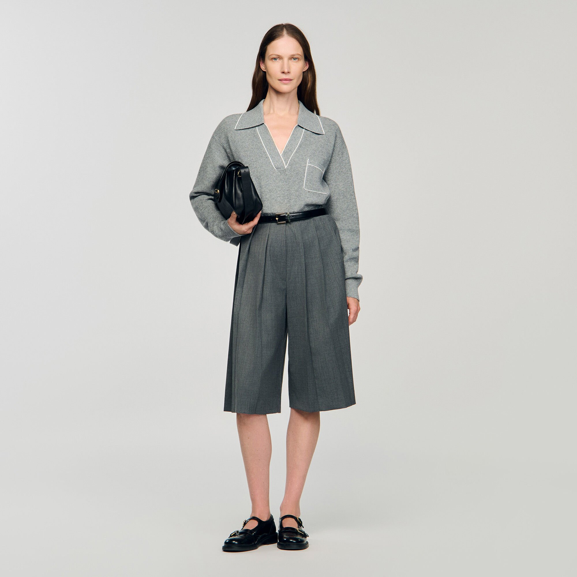 Maglione con colletto a polo aperto