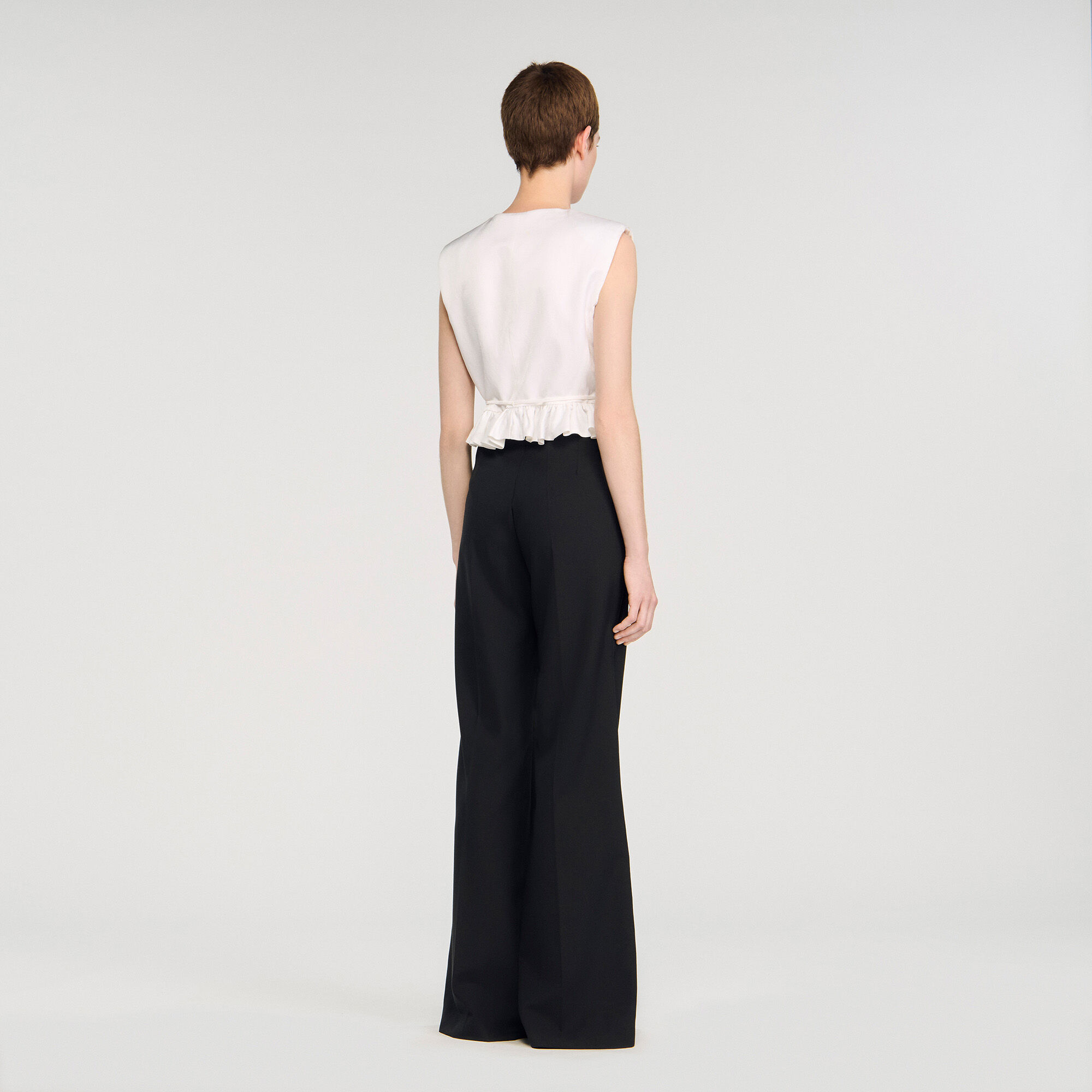 Pantaloni con banda satinata