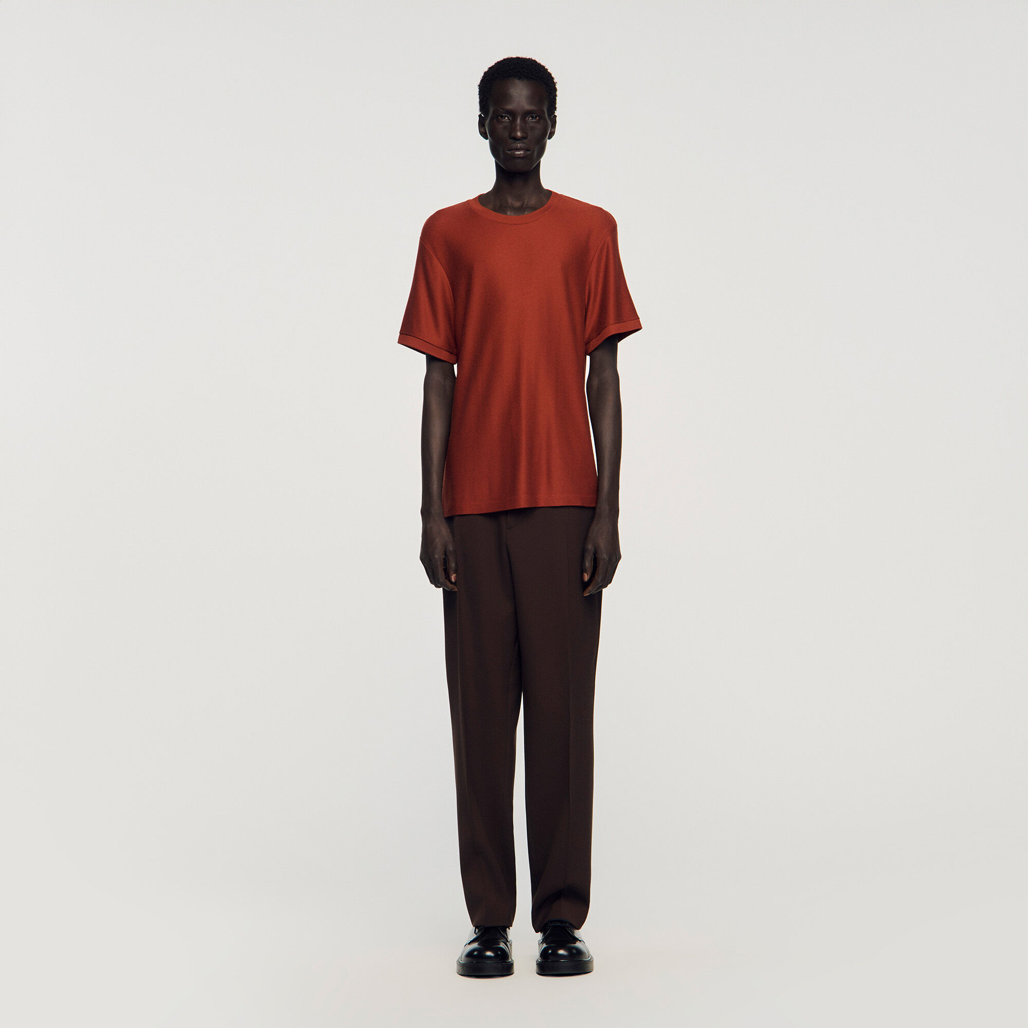 T-shirt con effetto piqu&eacute;