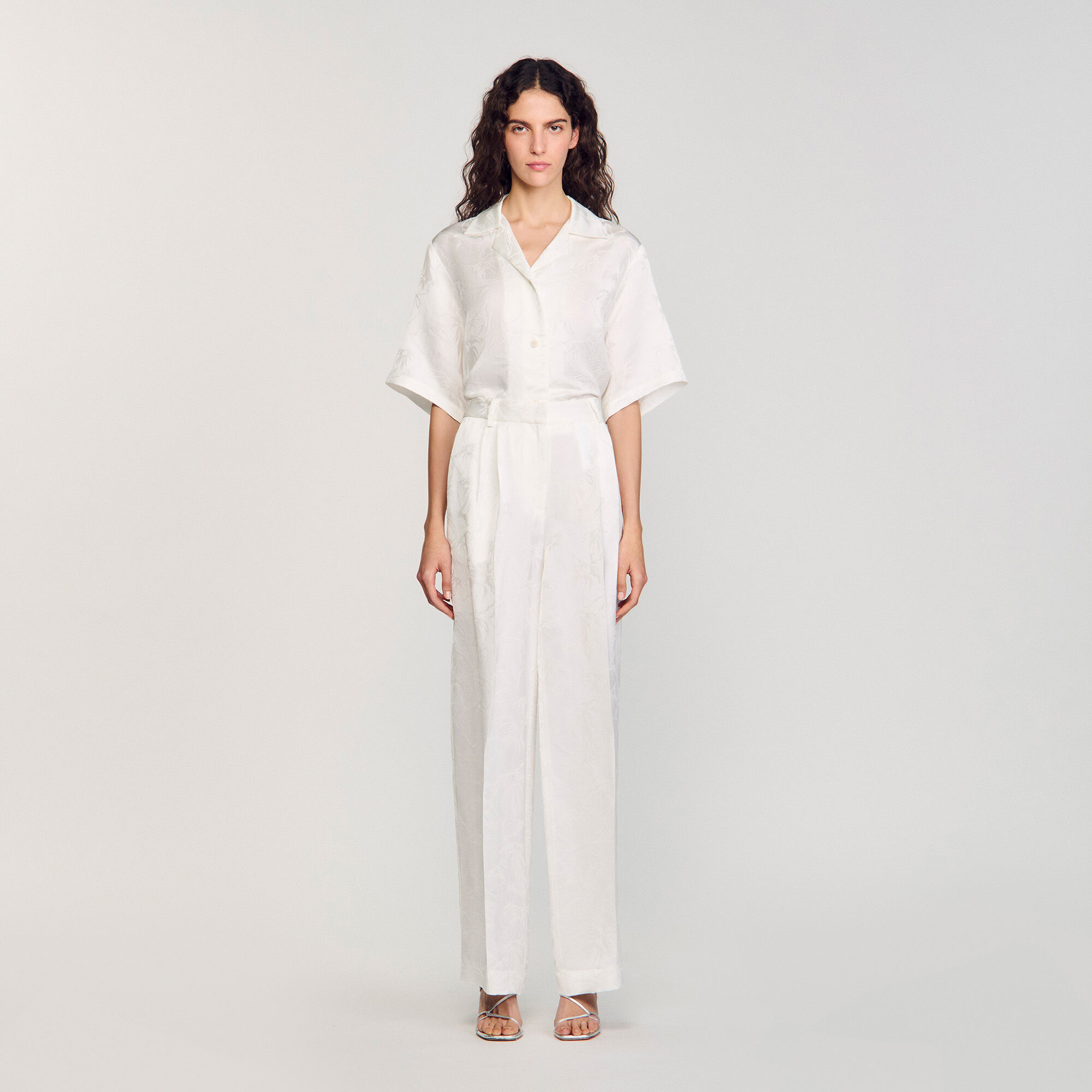 Pantaloni in jacquard con fiori