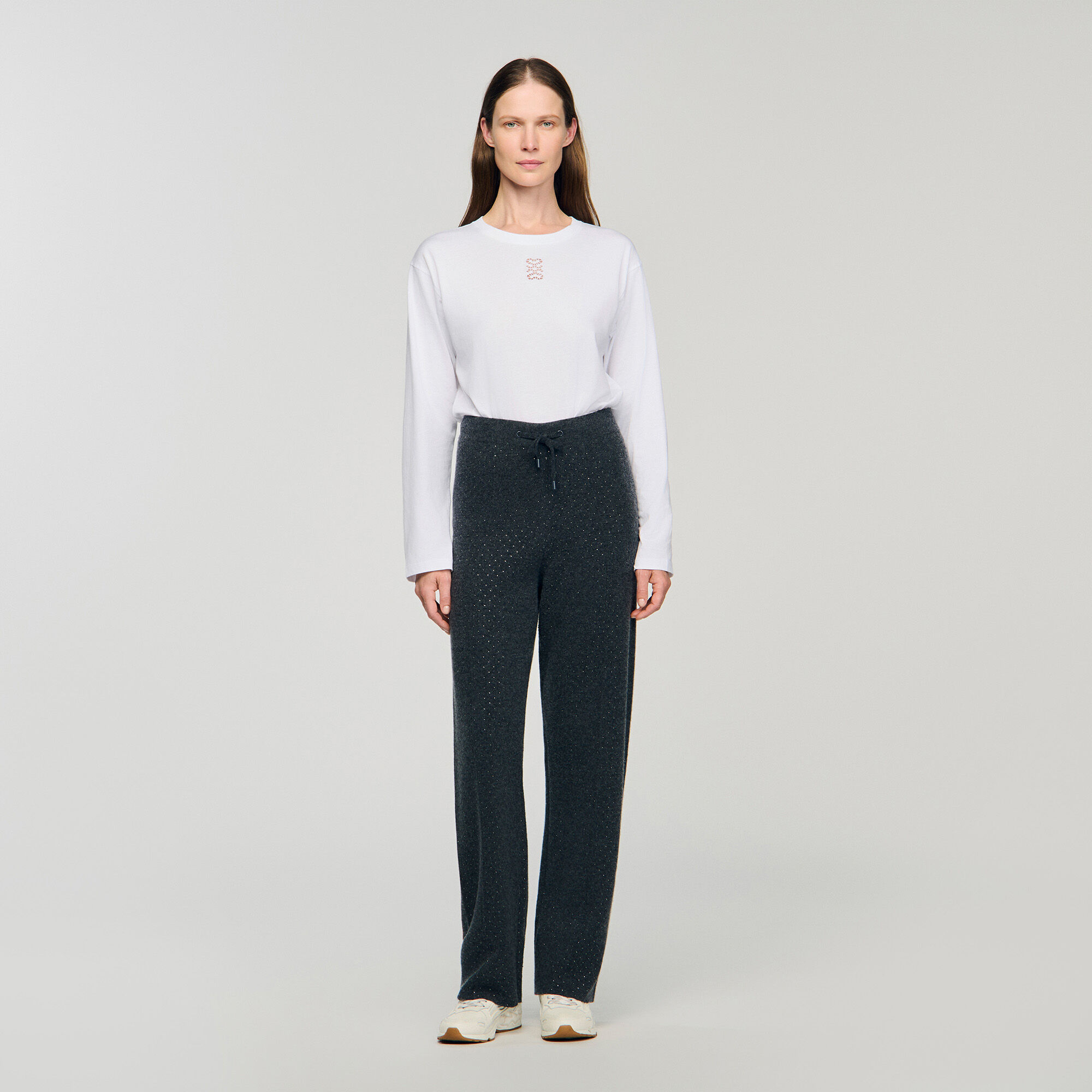 Pantaloni glitterati in maglia
