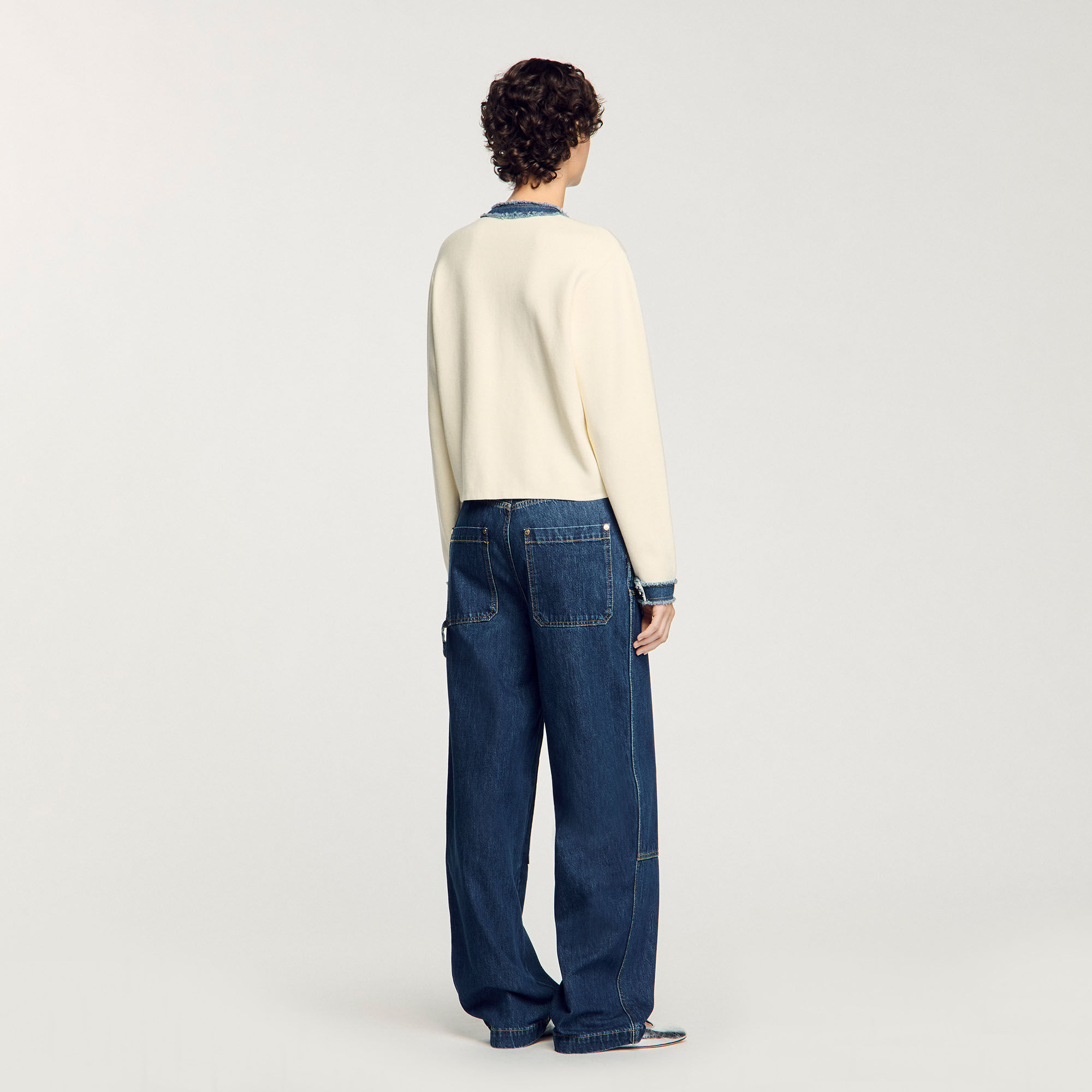 Cardigan con dettagli in denim