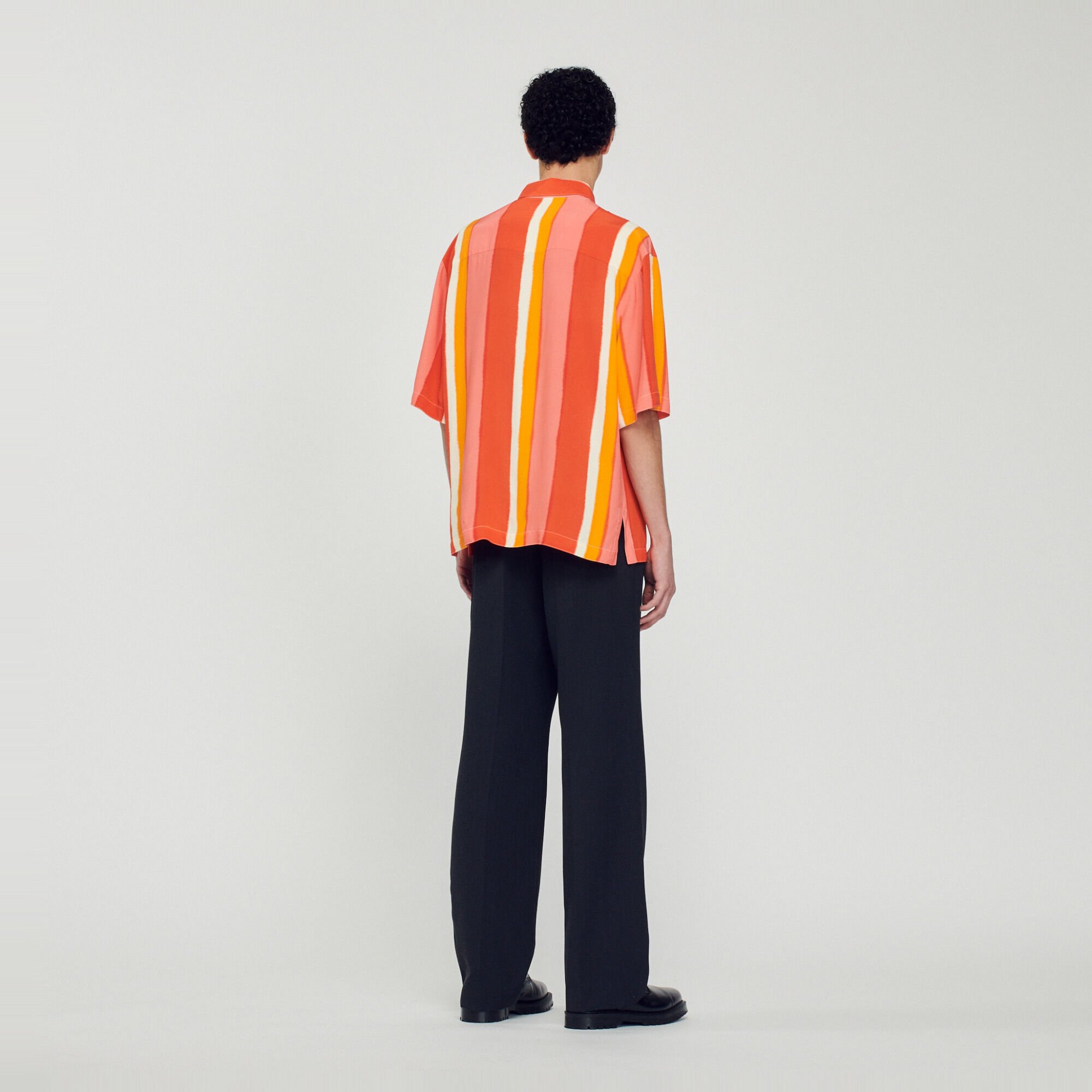 Camicia fluida a righe a maniche corte