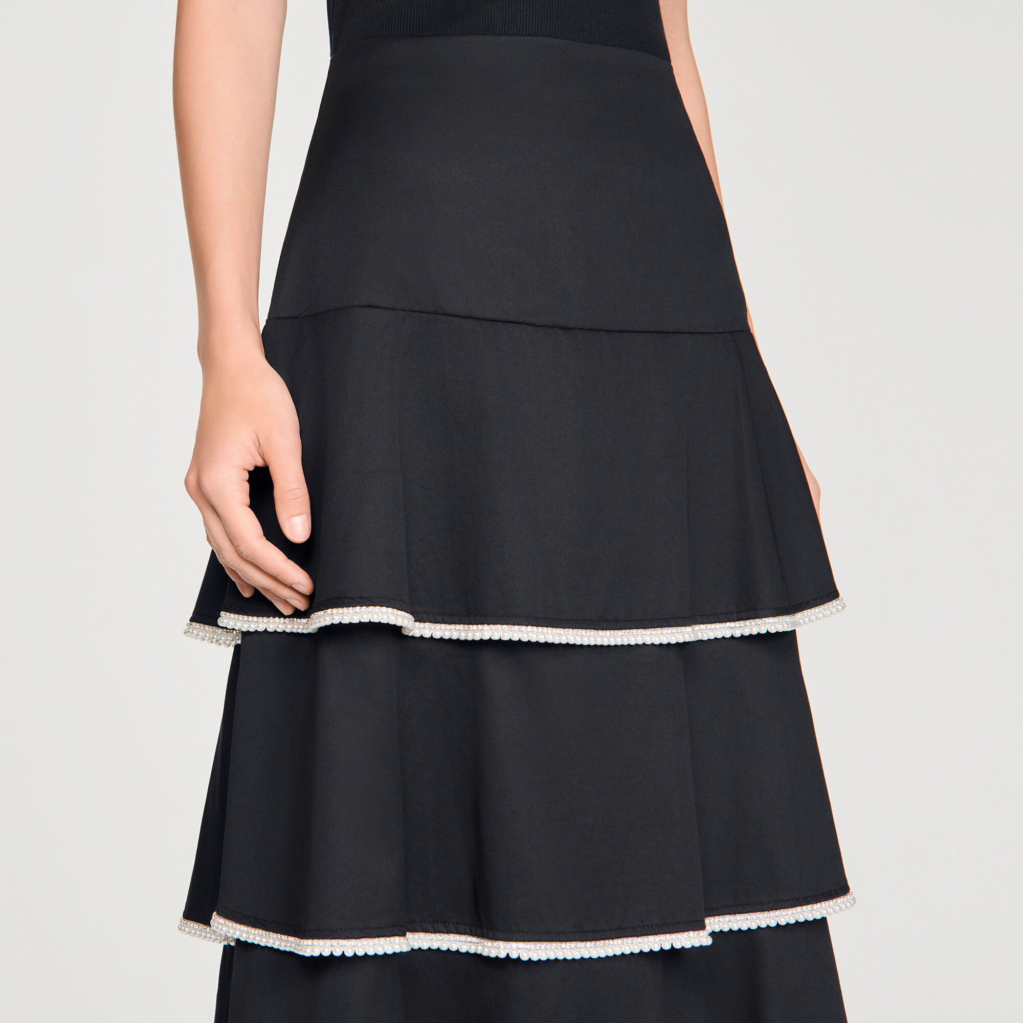 Gonna lunga glitterata con volant