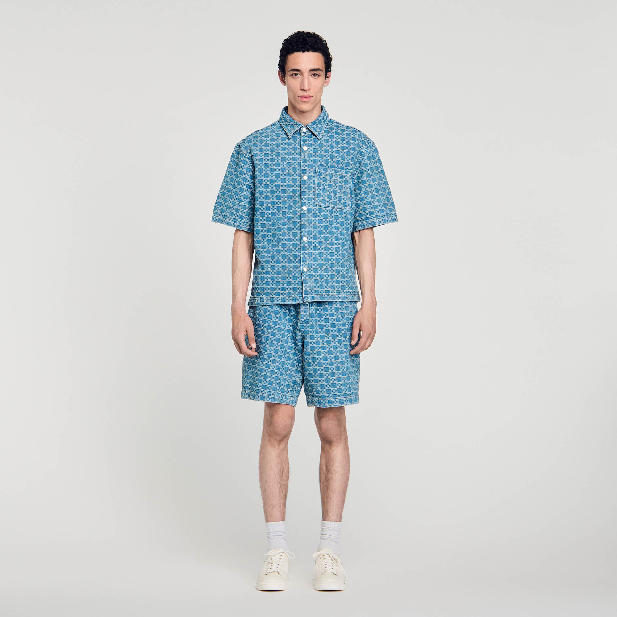 Camicia in denim square cross