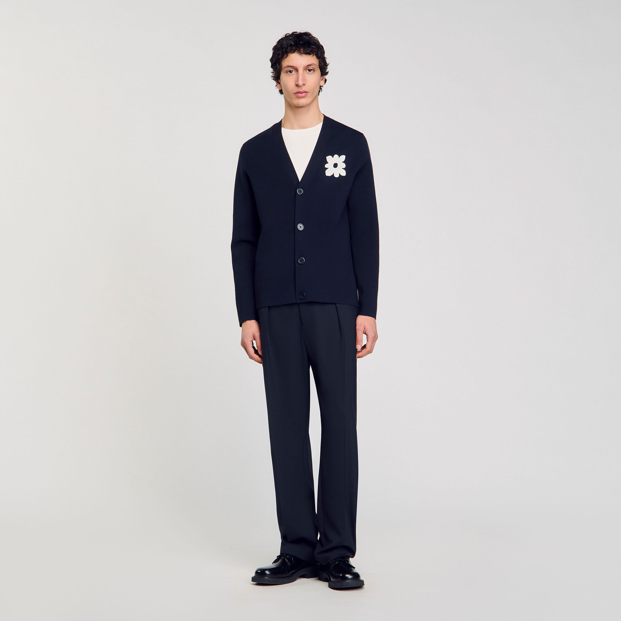 Cardigan con dettaglio a fiore