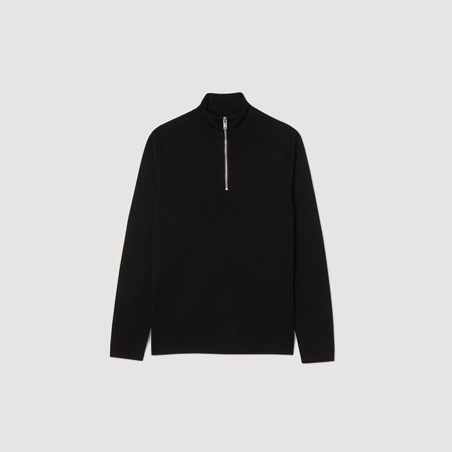 Maglione lana collo alto con zip - Uomo | Sandro