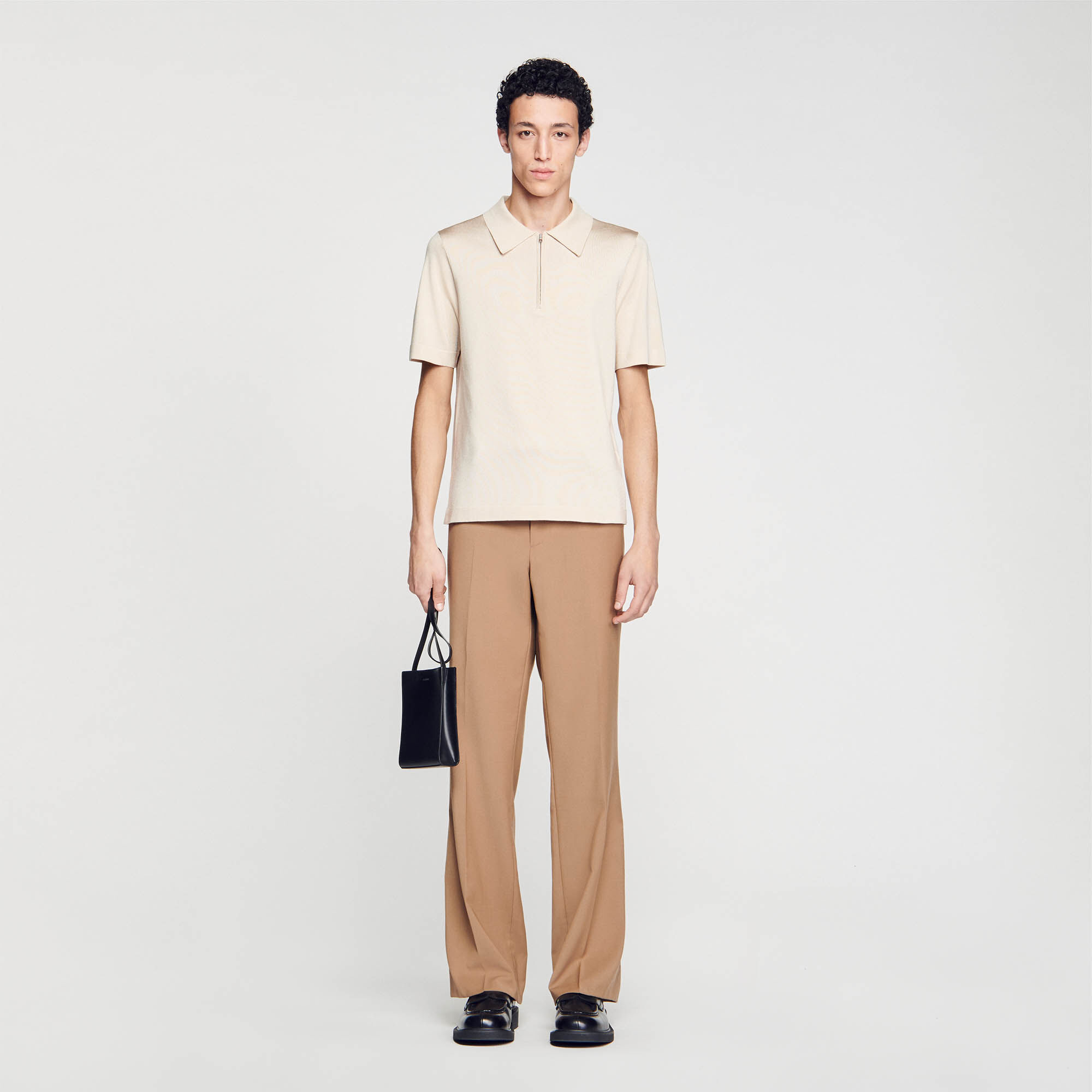 Polo in maglia con colletto con zip