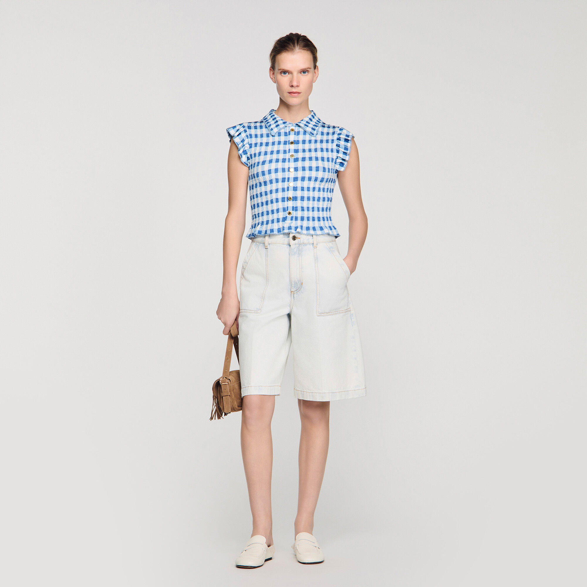 T-shirt a punto smock vichy