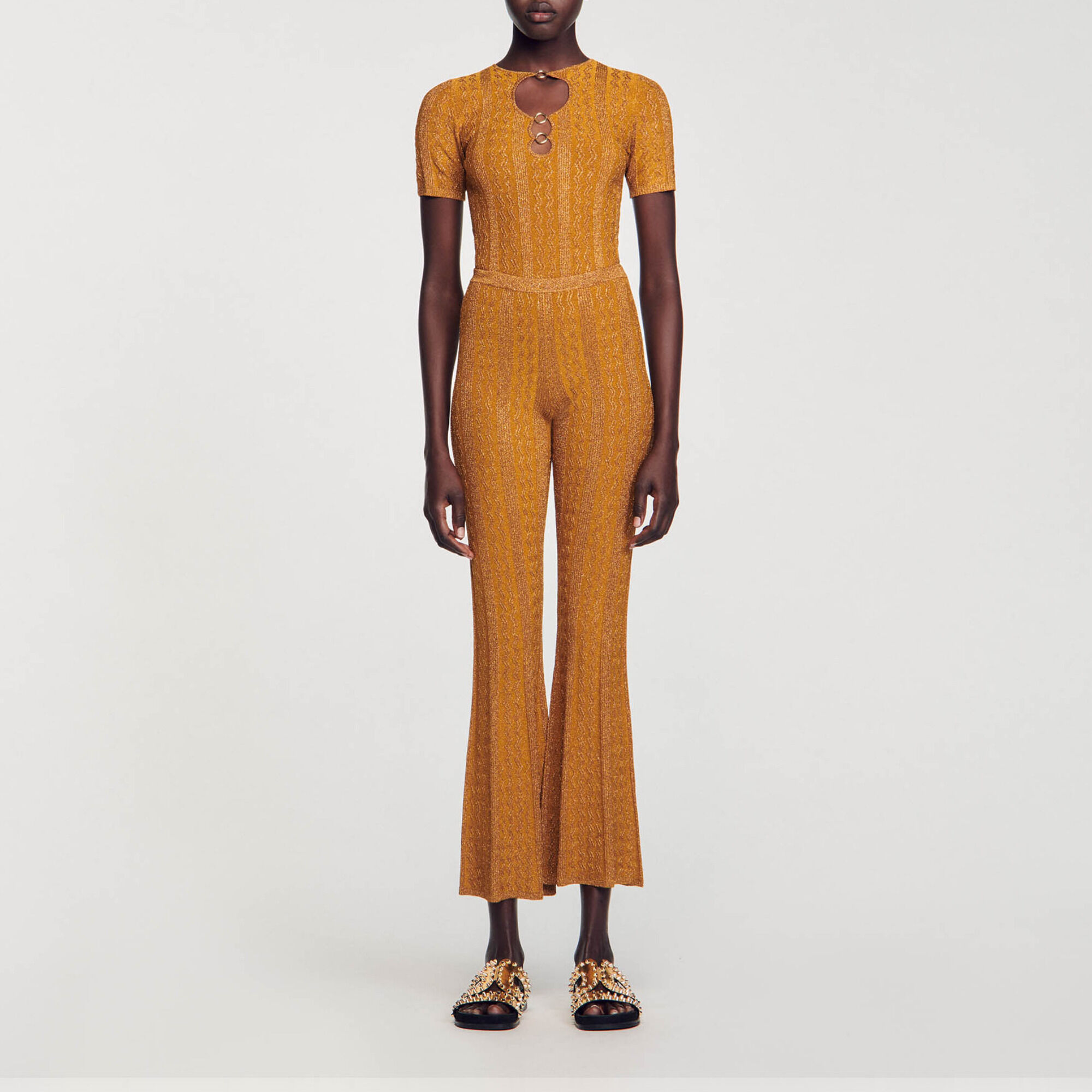 Pantaloni in maglia metallizzata