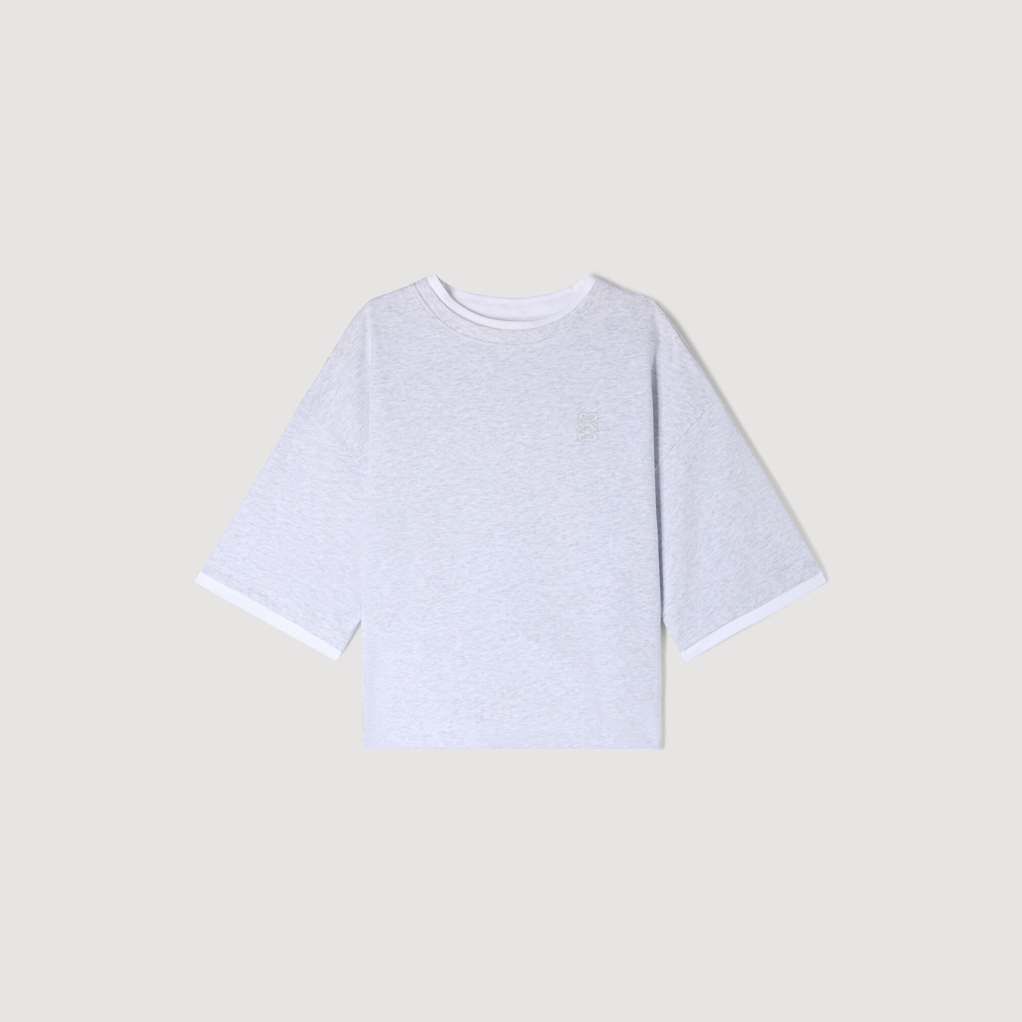 T-shirt in cotone con logo ricamato