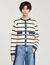 Cardigan a righe con dettagli denim