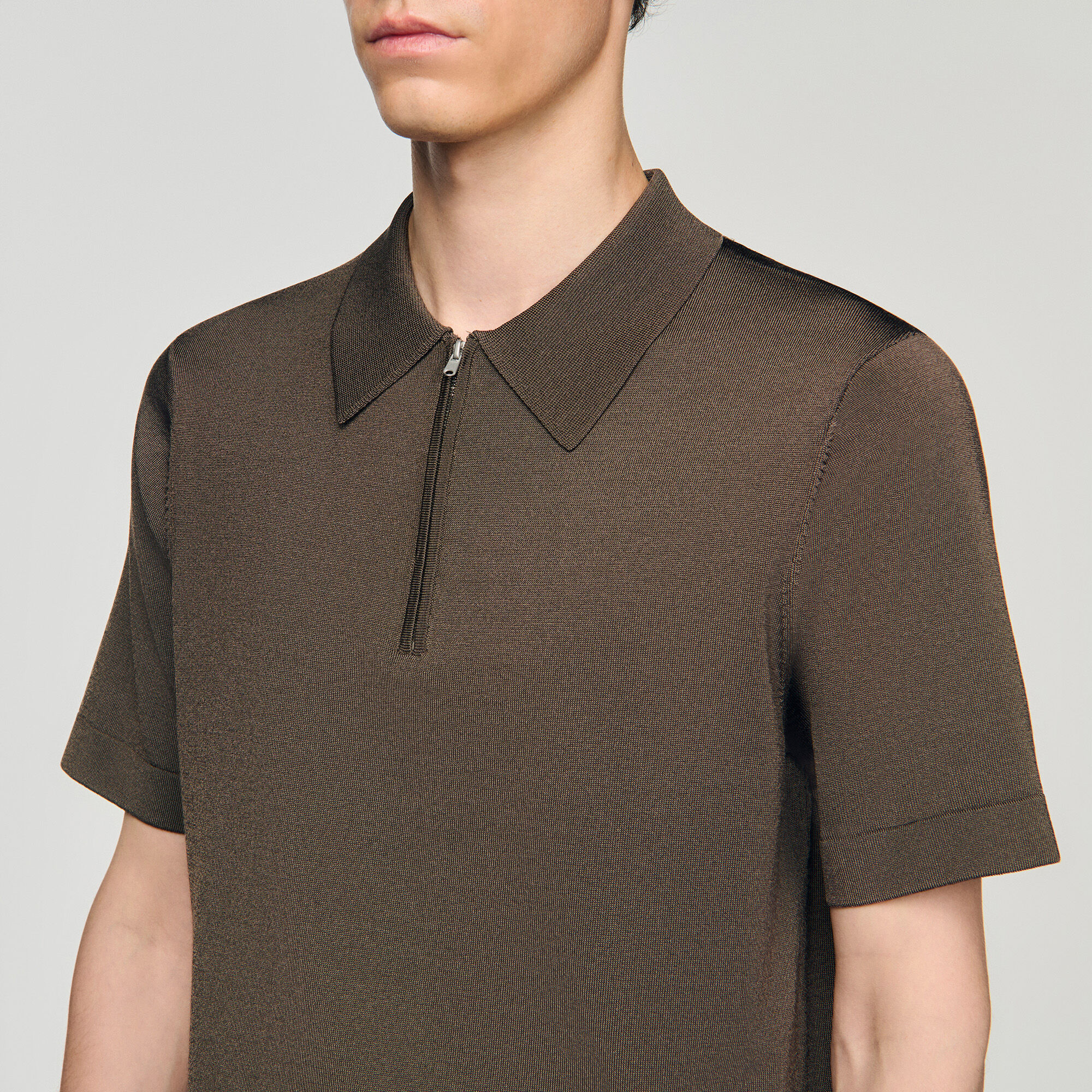 Polo in maglia con colletto con zip