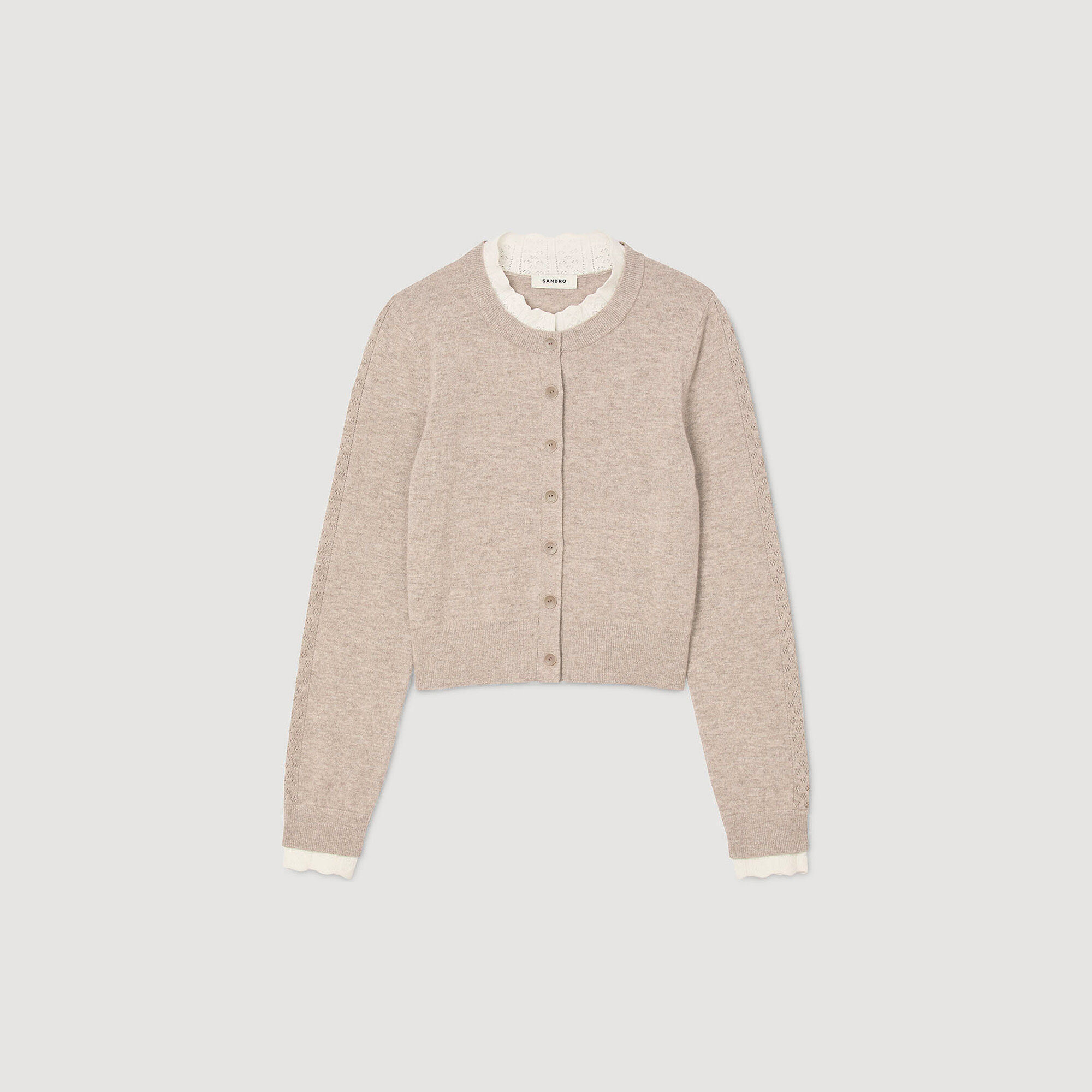Cardigan con colletto a contrasto
