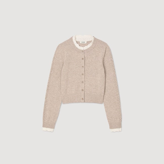 Cardigan con colletto a contrasto
