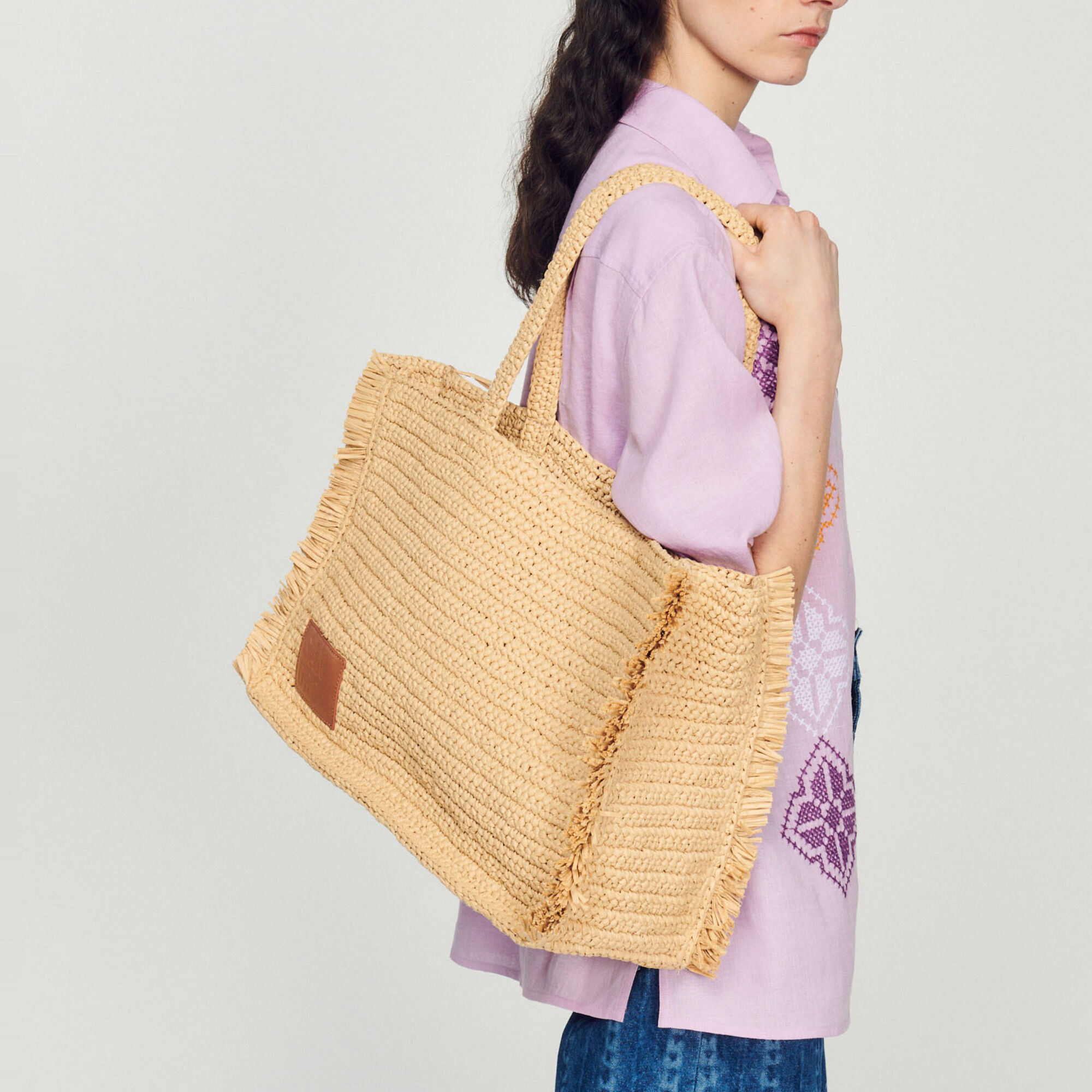 Camicia oversize in lino ricamato