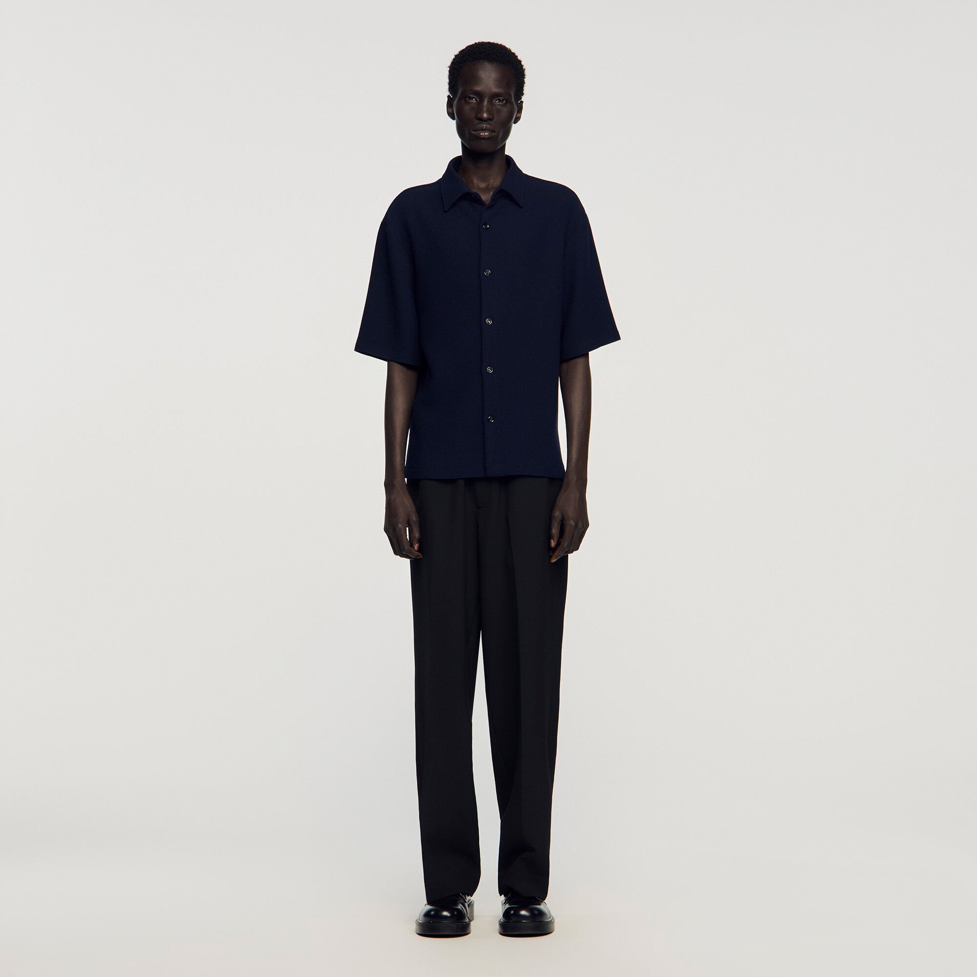 Camicia testurizzata collo aperto