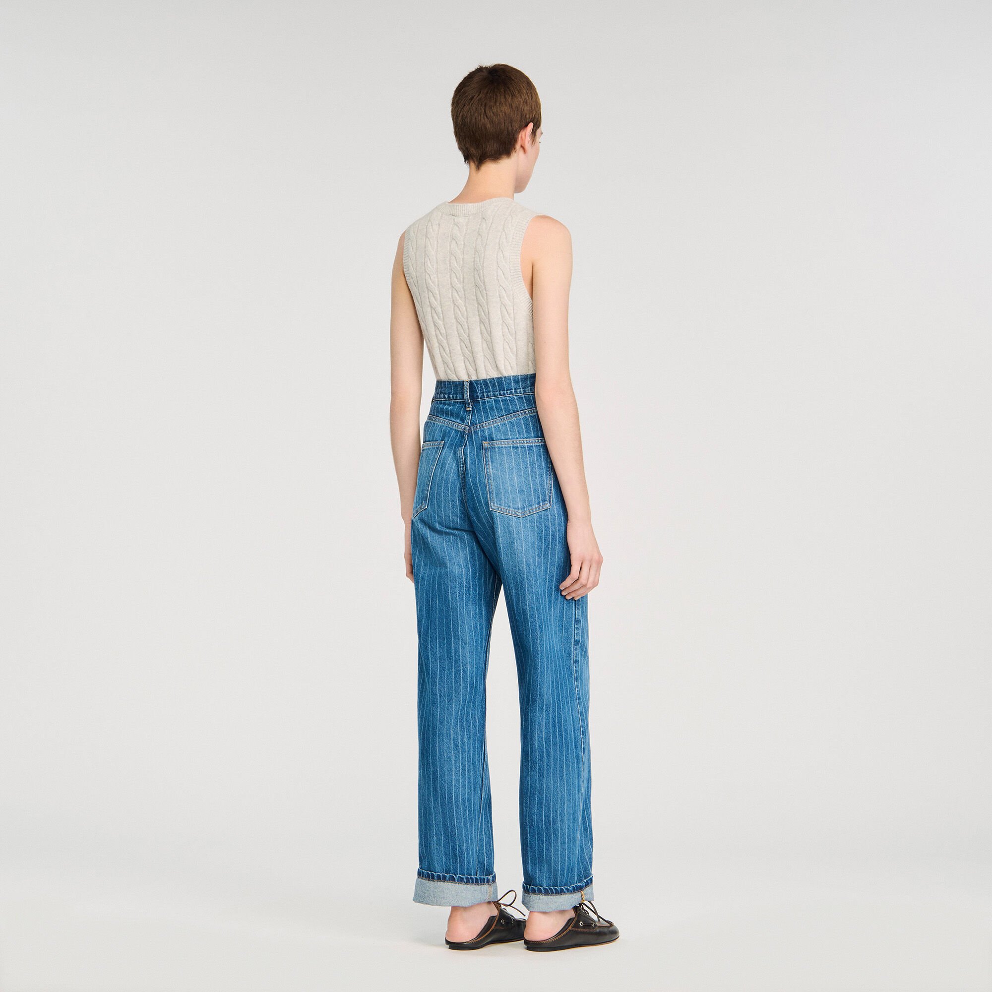 Jeans larghi a righe
