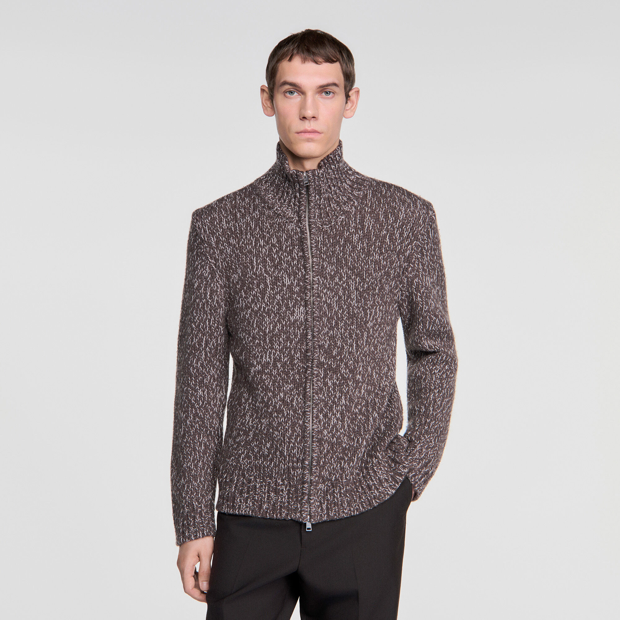 Cardigan in lana con zip