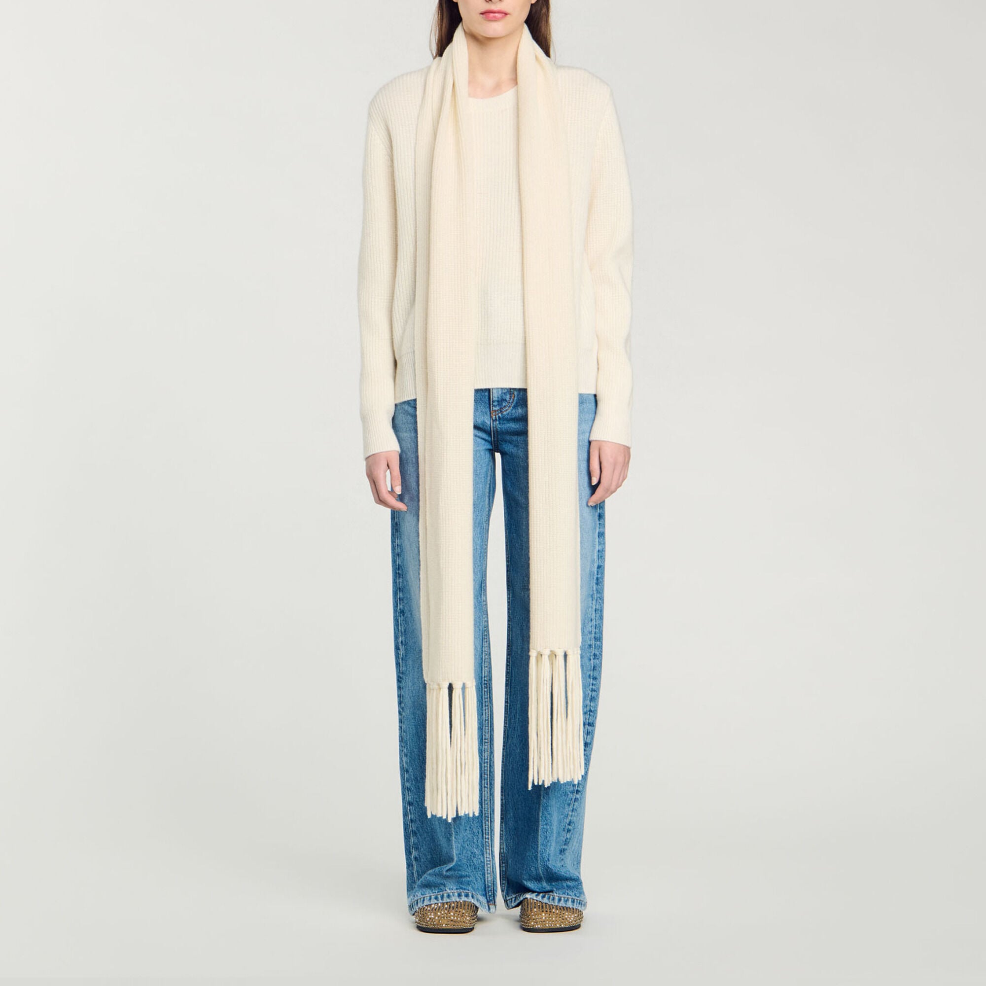 Maglione in maglia con colletto sciarpa - Donna | Sandro