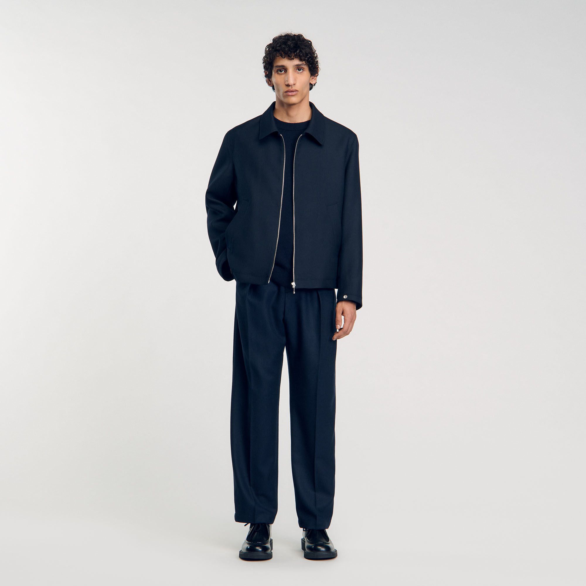 Giacca con zip blu da uomo Sandro Paris