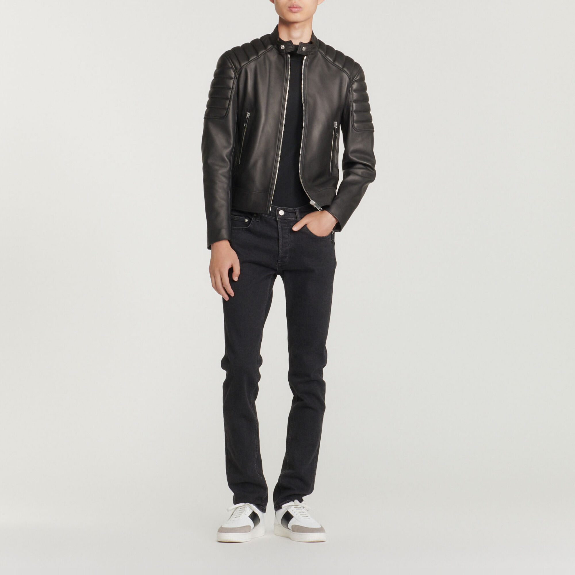 Giubbotto in pelle finiture matelassé