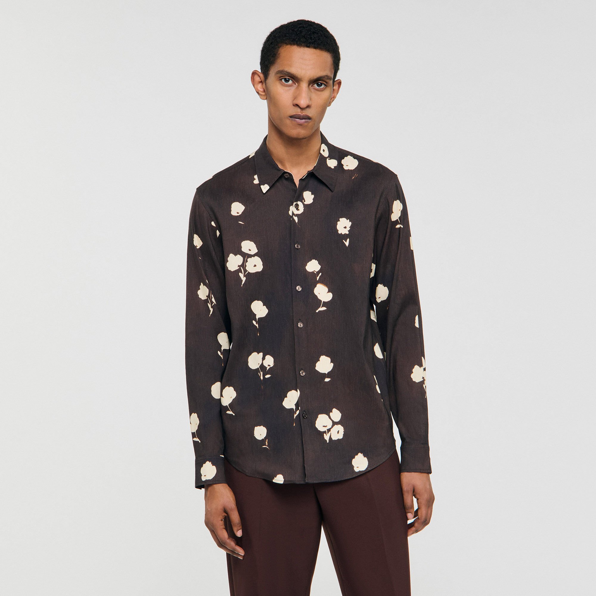 Camicia in lino con stampa a fiori