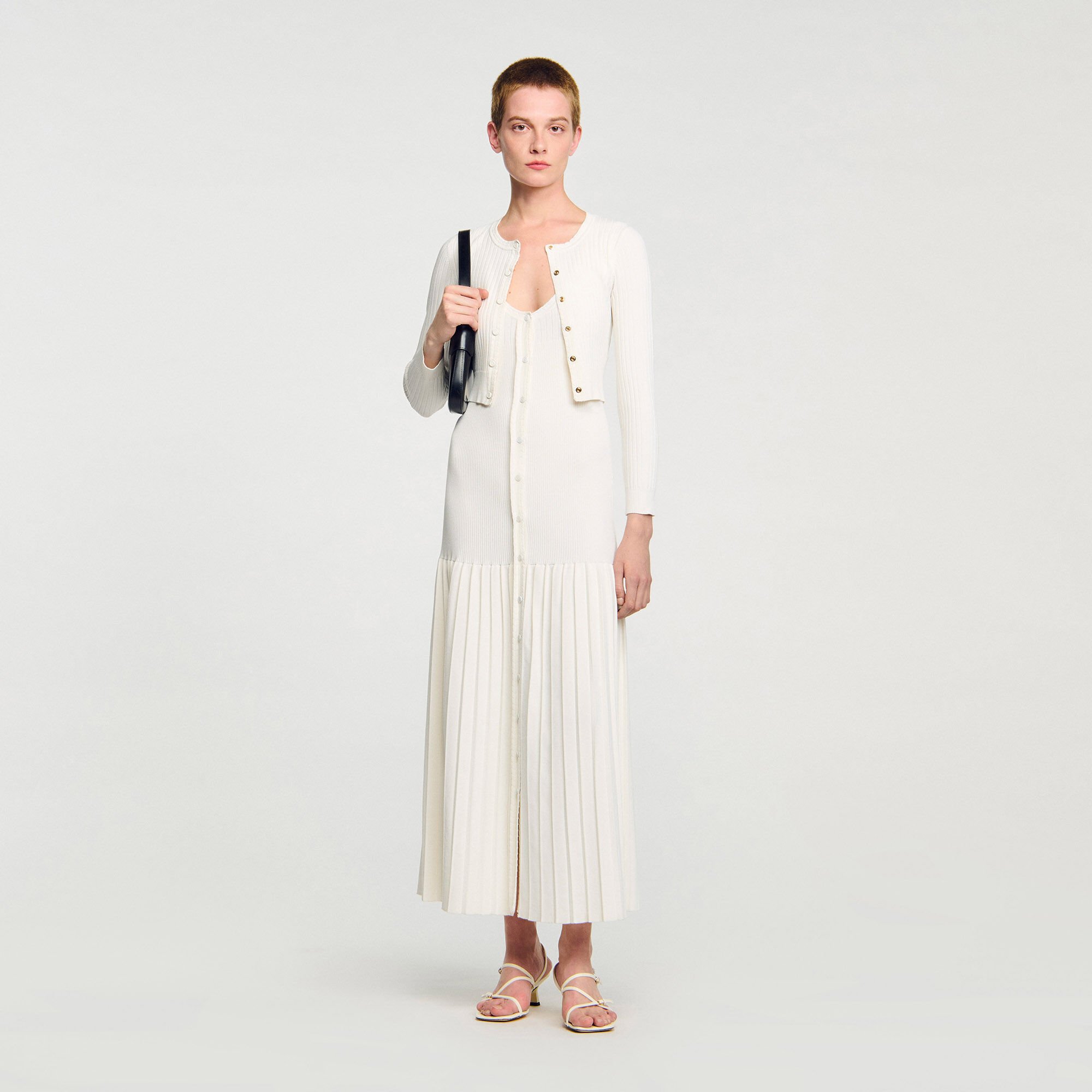 Cardigan corto in maglia a coste