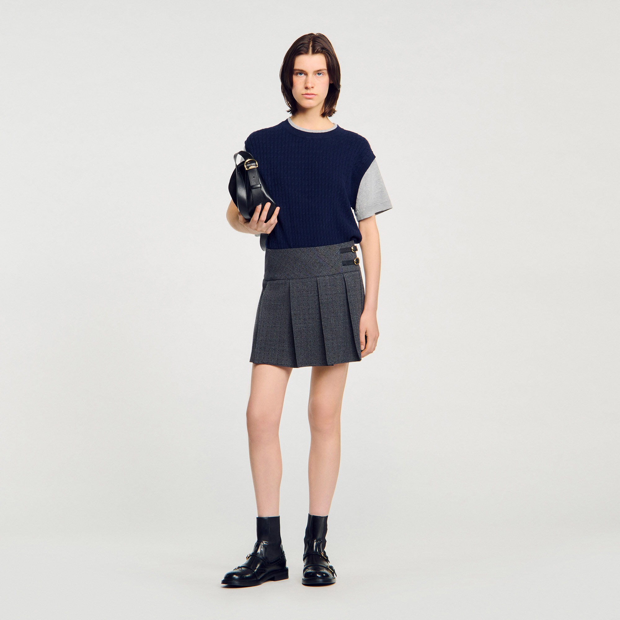 Maglione in maglia bimateriale
