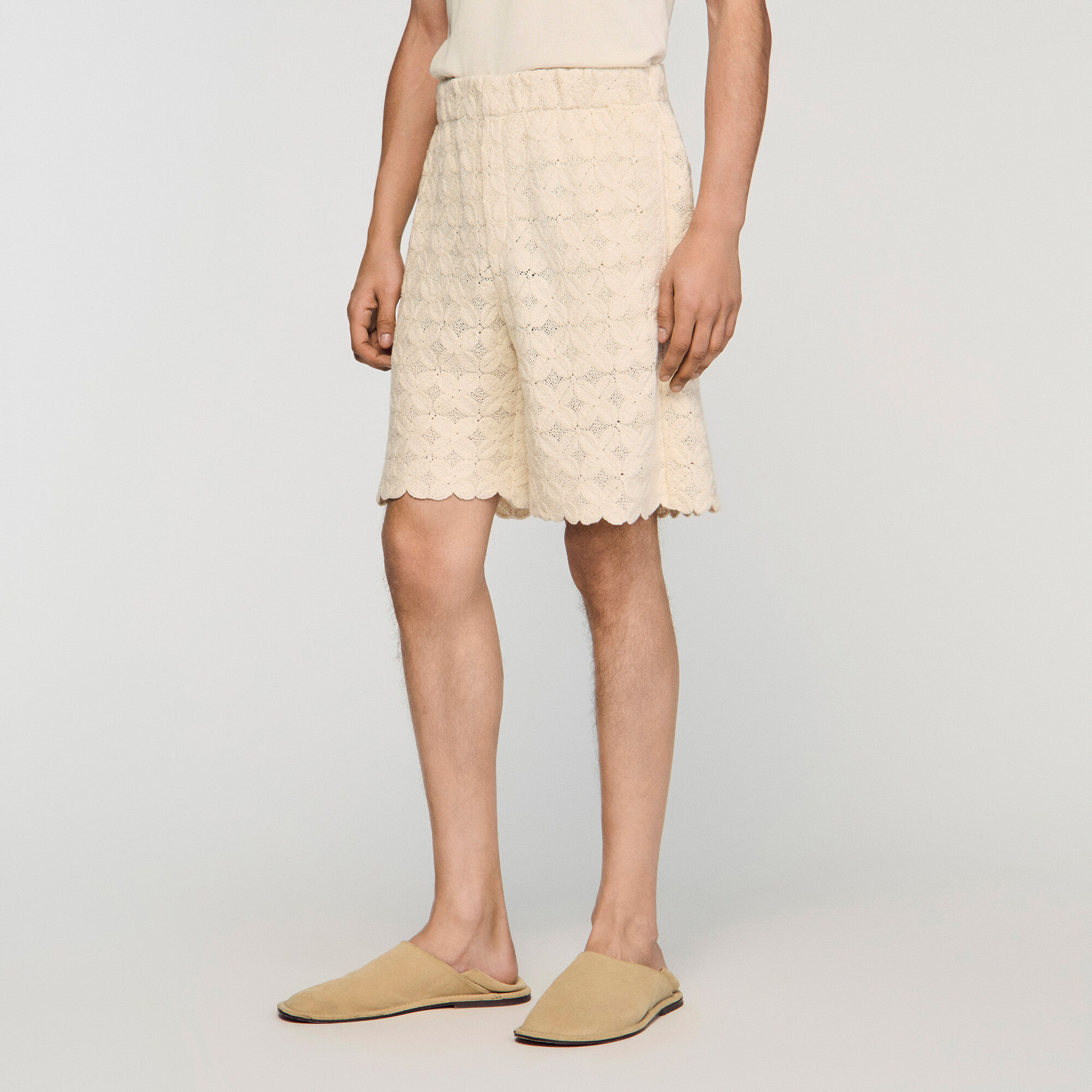 Shorts in cotone ricamo sangallo