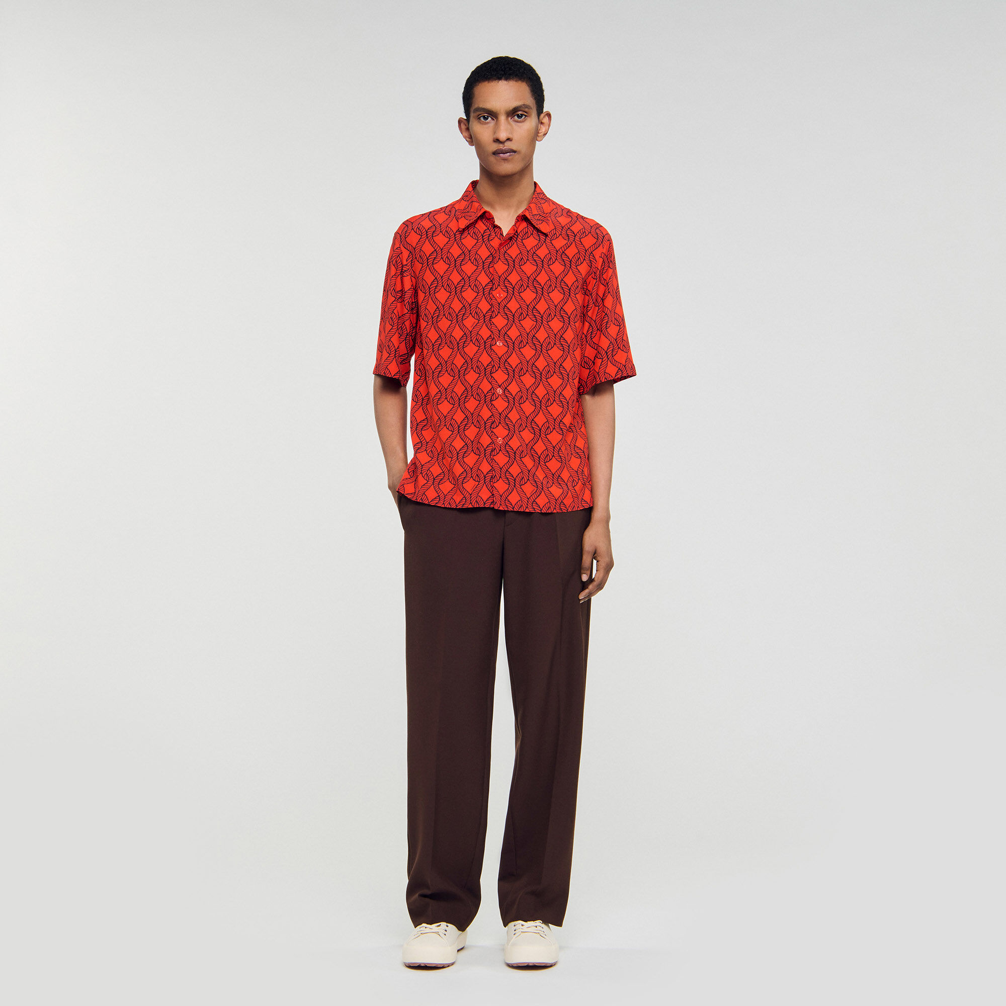 Camicia fluida con stampa a corde