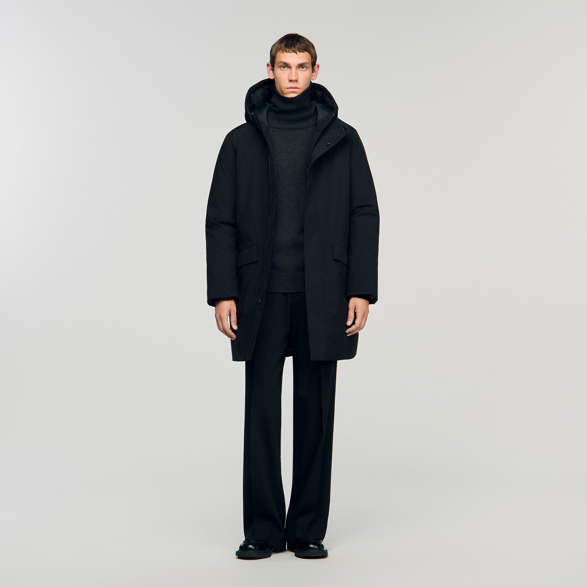 Parka con cappuccio e zip