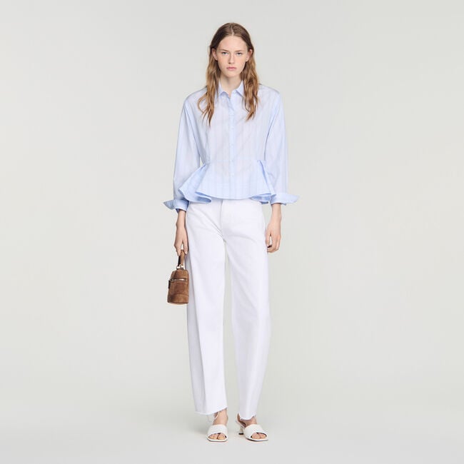 Camicia con baschina a righe