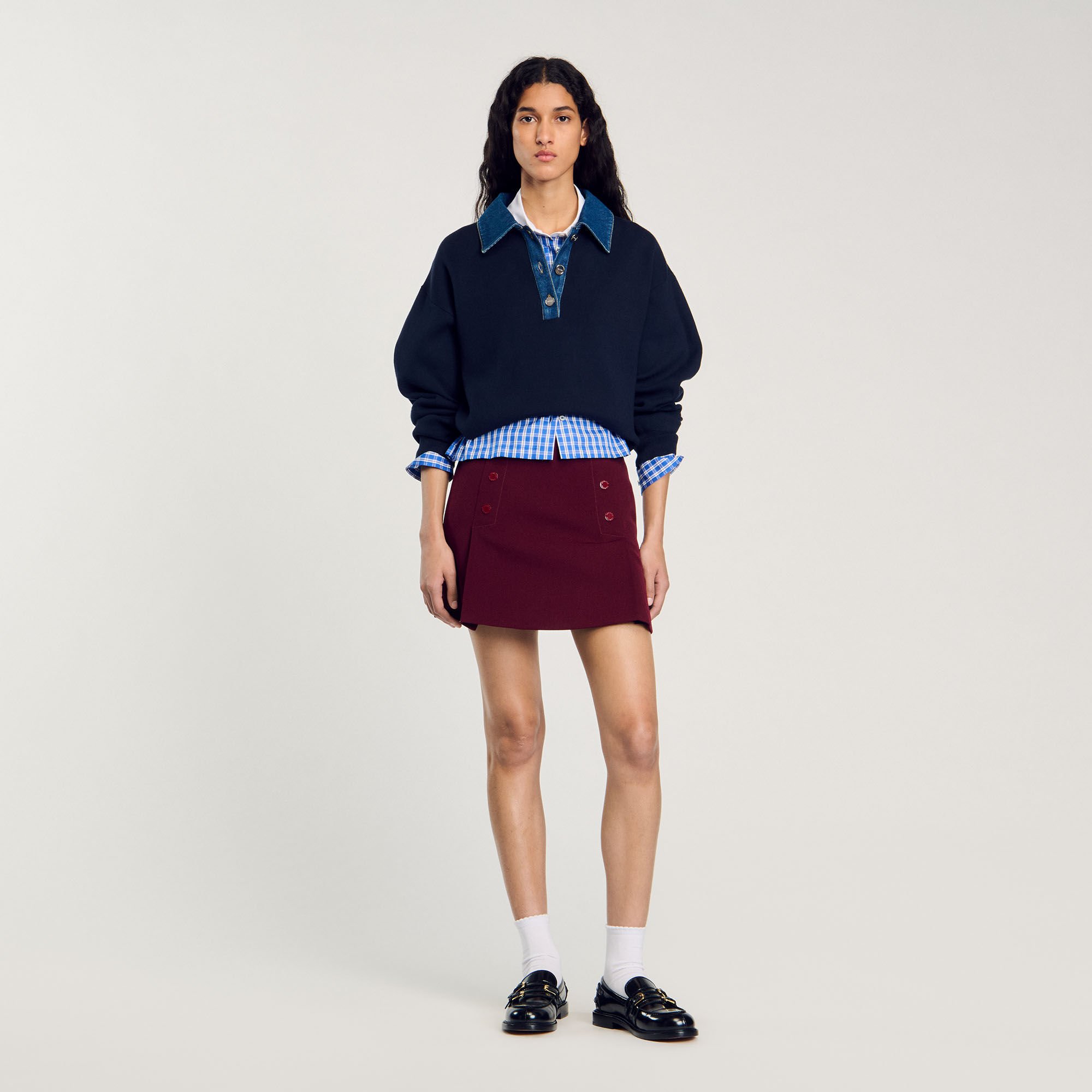 Maglione con colletto in jeans