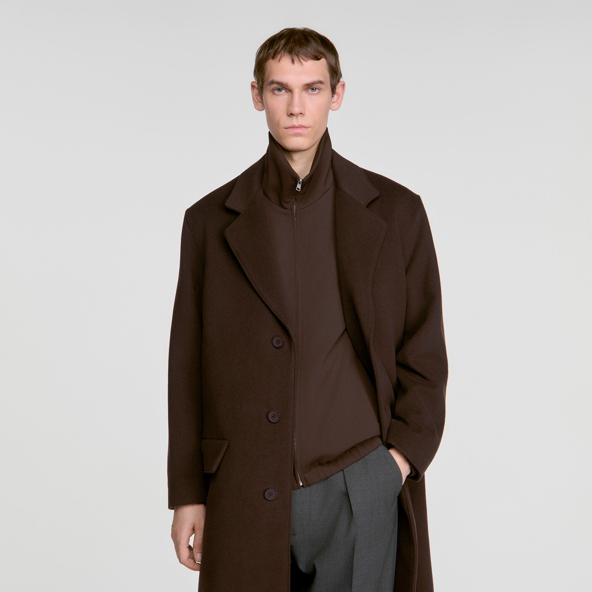 Cappotto lungo in lana e cashmere - Uomo | Sandro